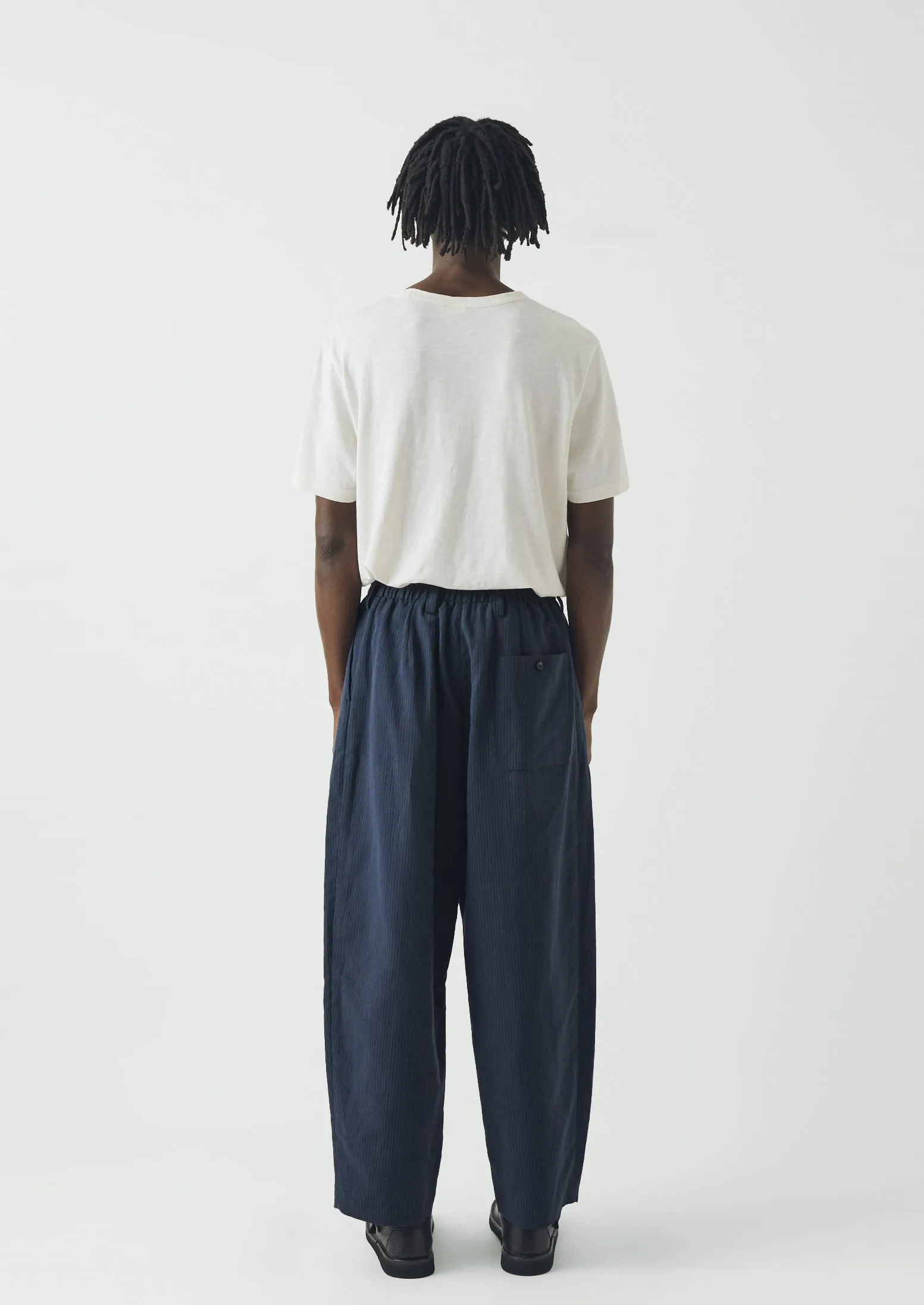 Caspar Stripe Pleat Trousers | Navy/Fawn sold by TOAST product image thumbnail 5