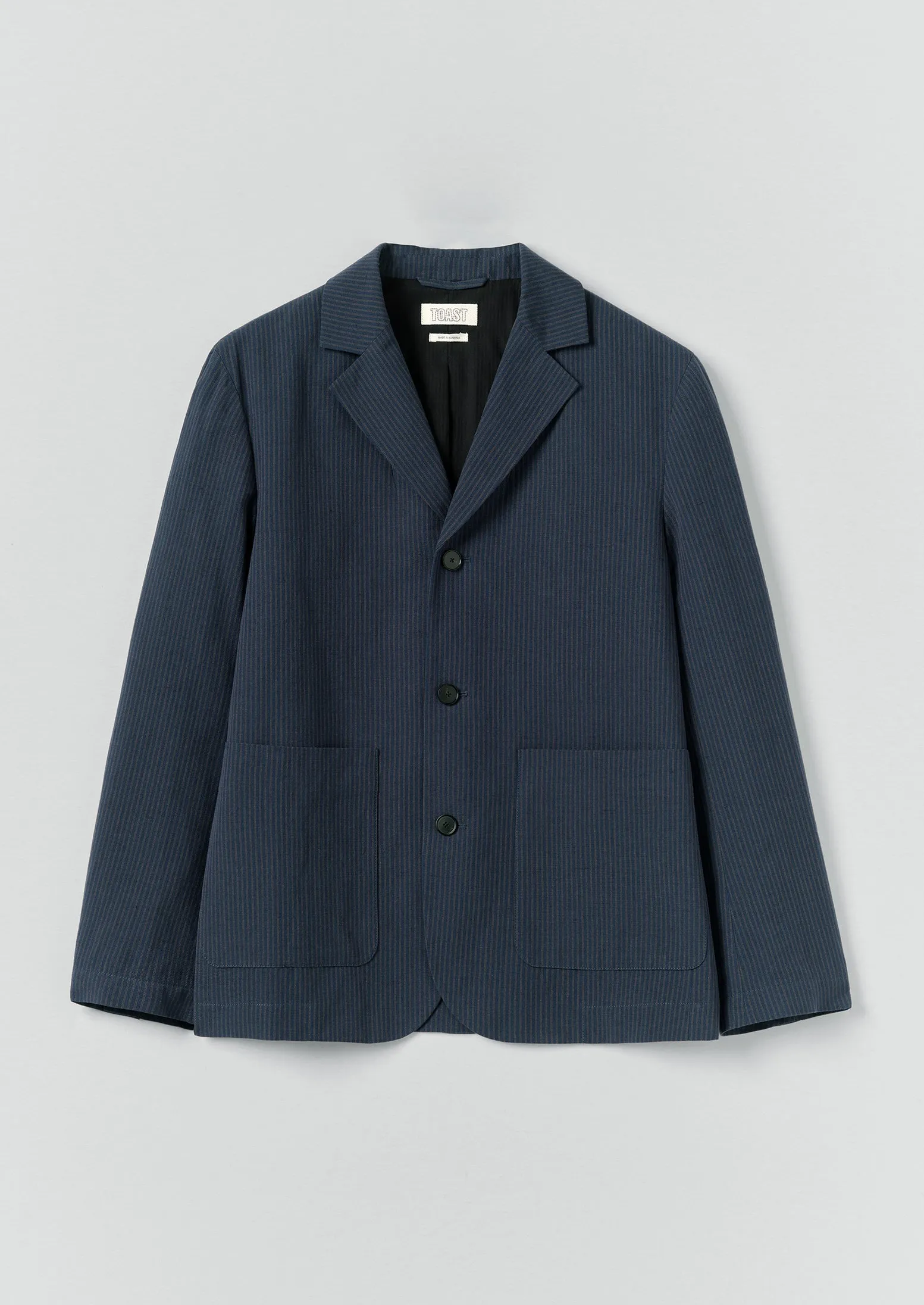 Running Stitch Cotton Linen Blazer | Navy/Fawn sold by TOAST