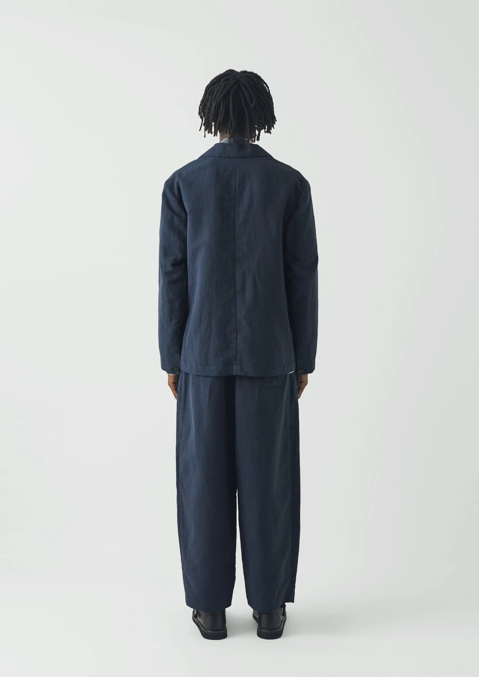 Running Stitch Cotton Linen Blazer | Navy/Fawn sold by TOAST product image thumbnail 5