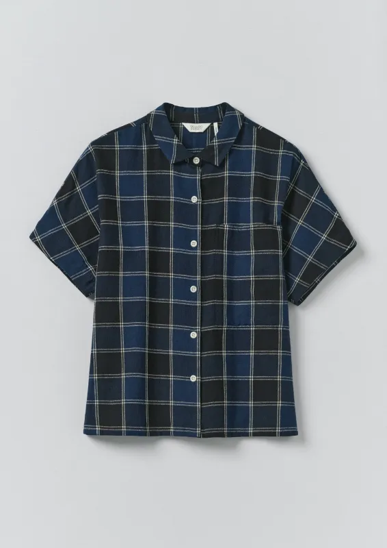 Market Check Cotton Linen Shirt | Denim Blue sold by TOAST