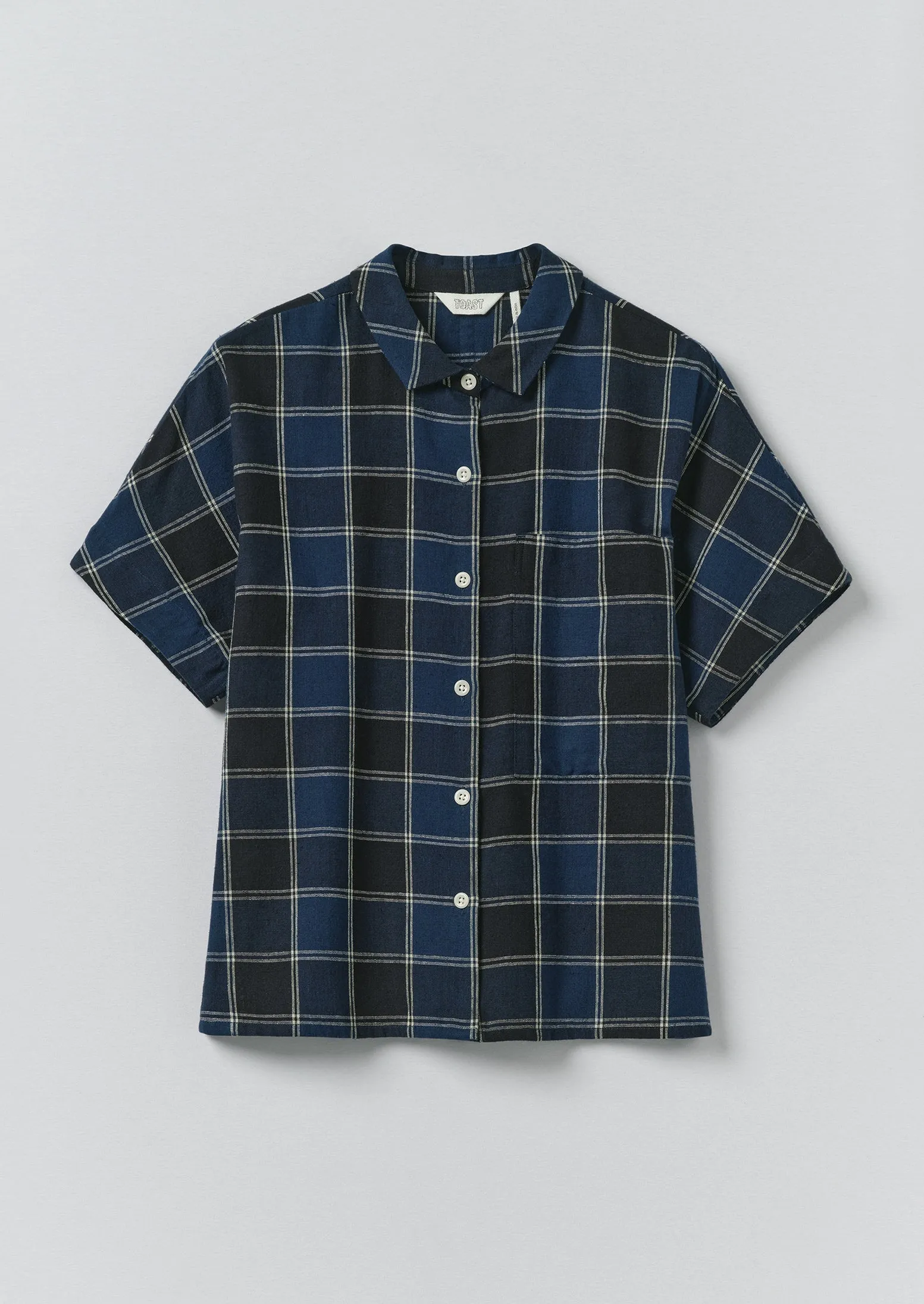 Market Check Cotton Linen Shirt | Denim Blue sold by TOAST