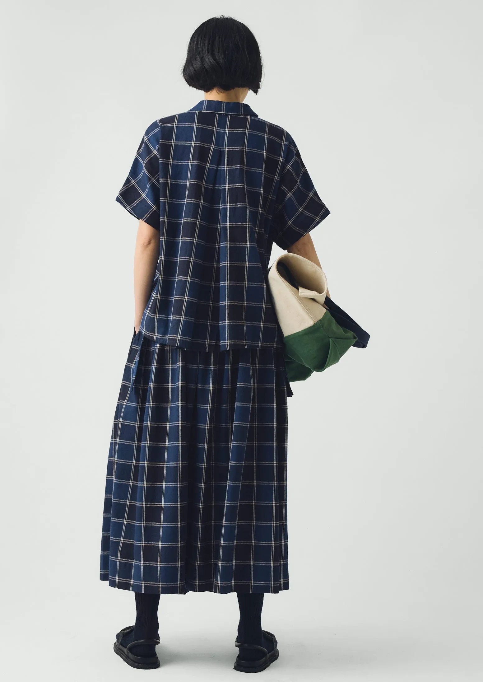 Market Check Cotton Linen Shirt | Denim Blue sold by TOAST product image thumbnail 5