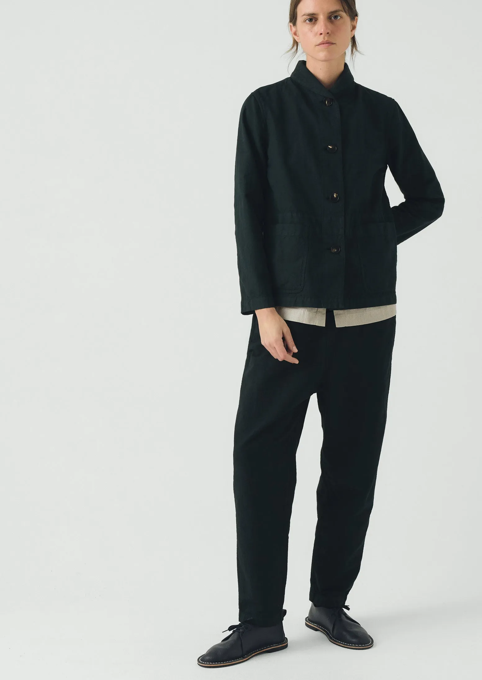 Hal Micro Houndstooth Cotton Linen Workwear Jacket | Oil Green sold by TOAST product image thumbnail 5