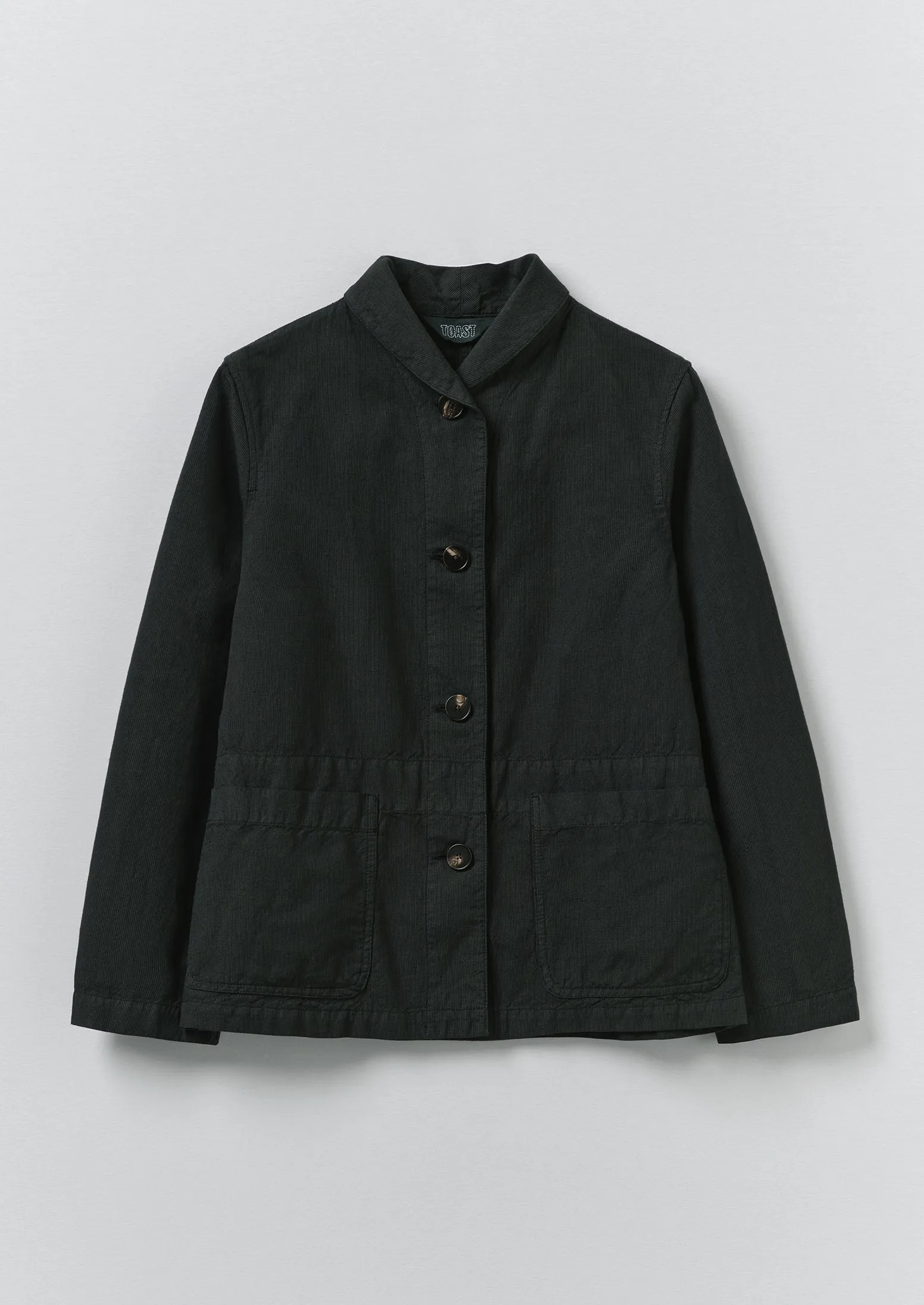 Hal Micro Houndstooth Cotton Linen Workwear Jacket | Oil Green sold by TOAST