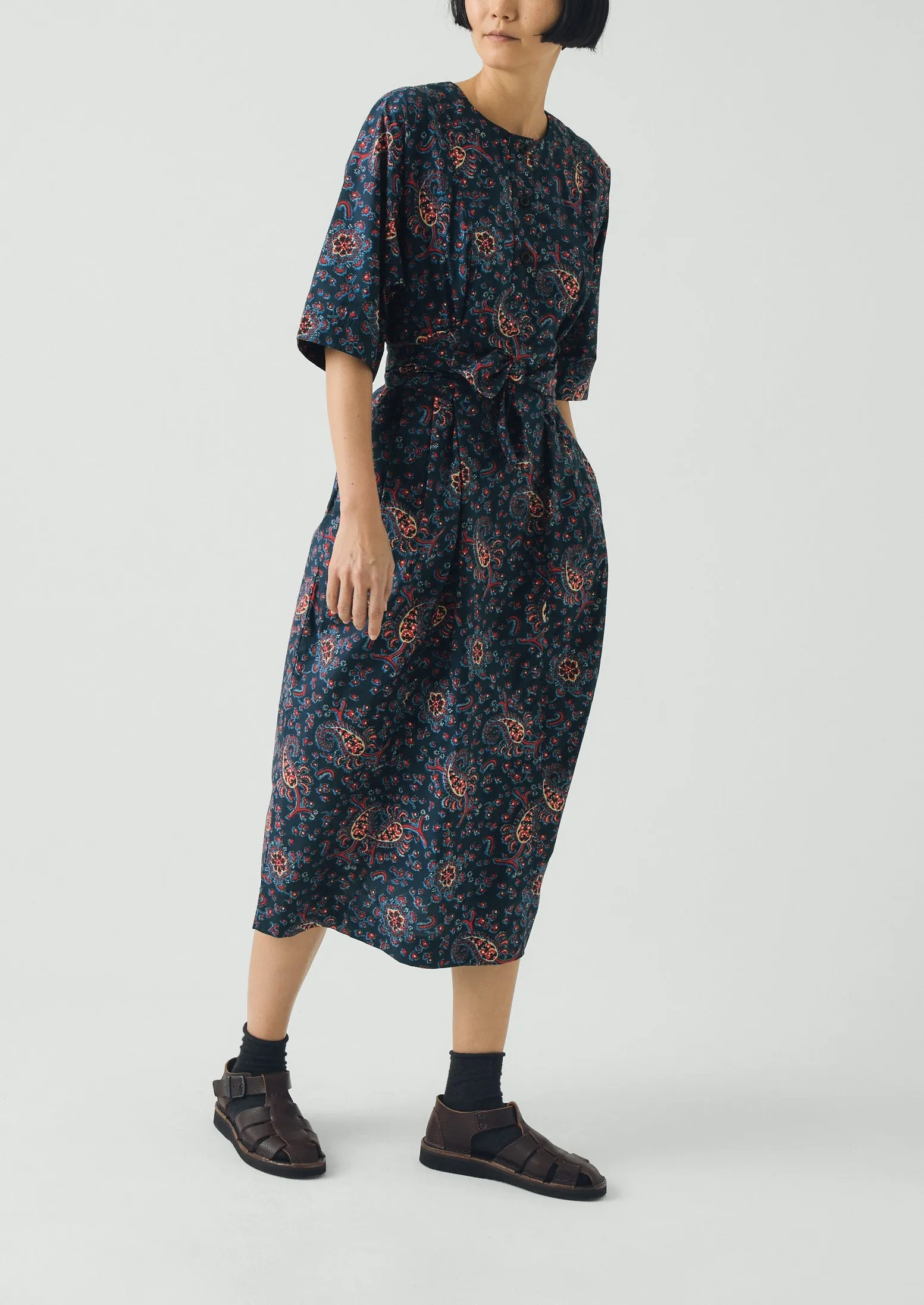 Provencal Paisley Print Cotton Poplin Dress | Provencal Blue sold by TOAST product image thumbnail 4