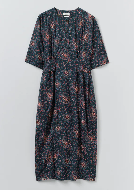 Provencal Paisley Print Cotton Poplin Dress | Provencal Blue sold by TOAST