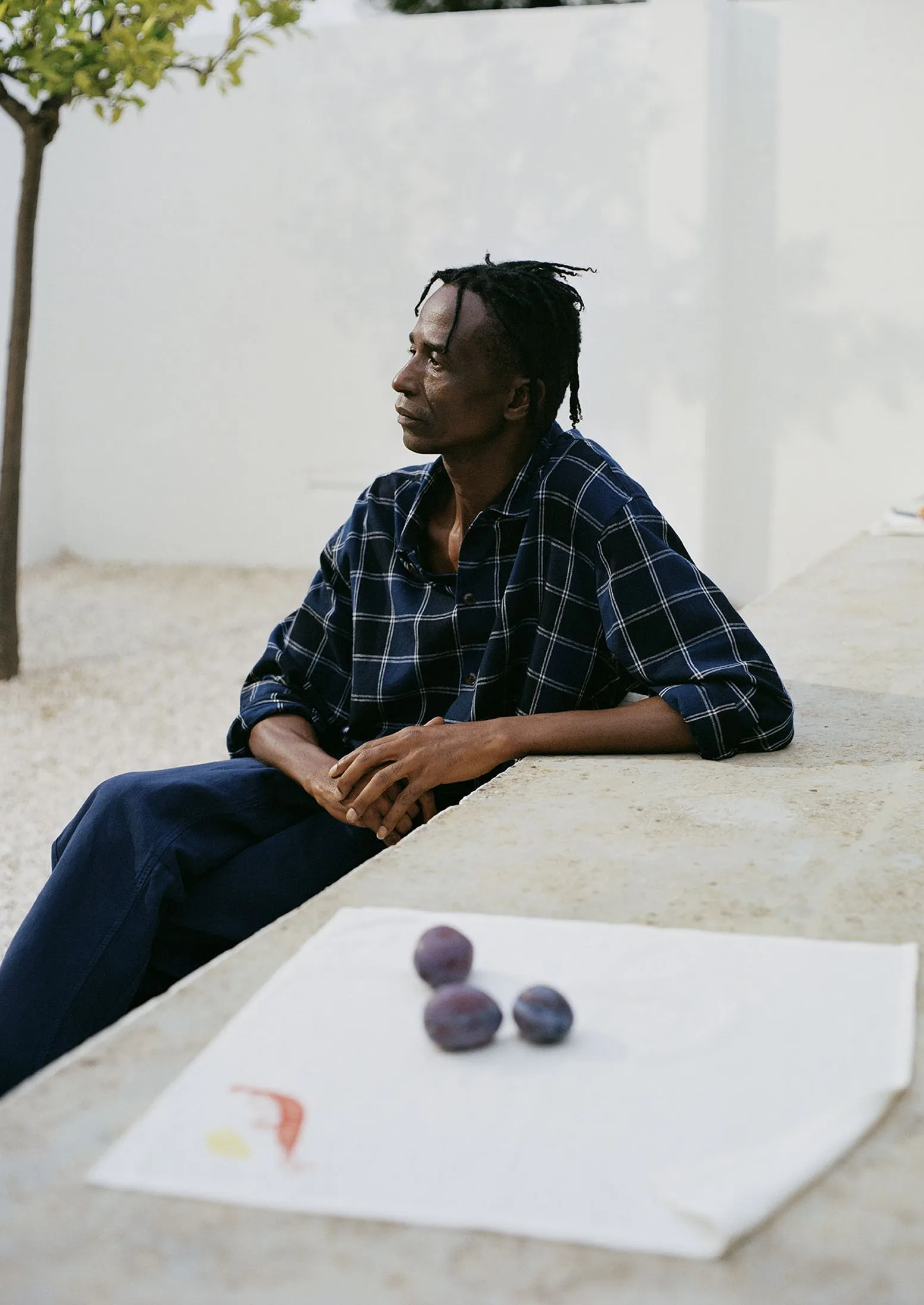 Market Check Cotton Linen Easy Shirt | Denim Blue sold by TOAST product image thumbnail 2