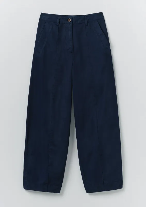 Sculpted Organic Cotton Twill Trousers | Mid Blue sold by TOAST