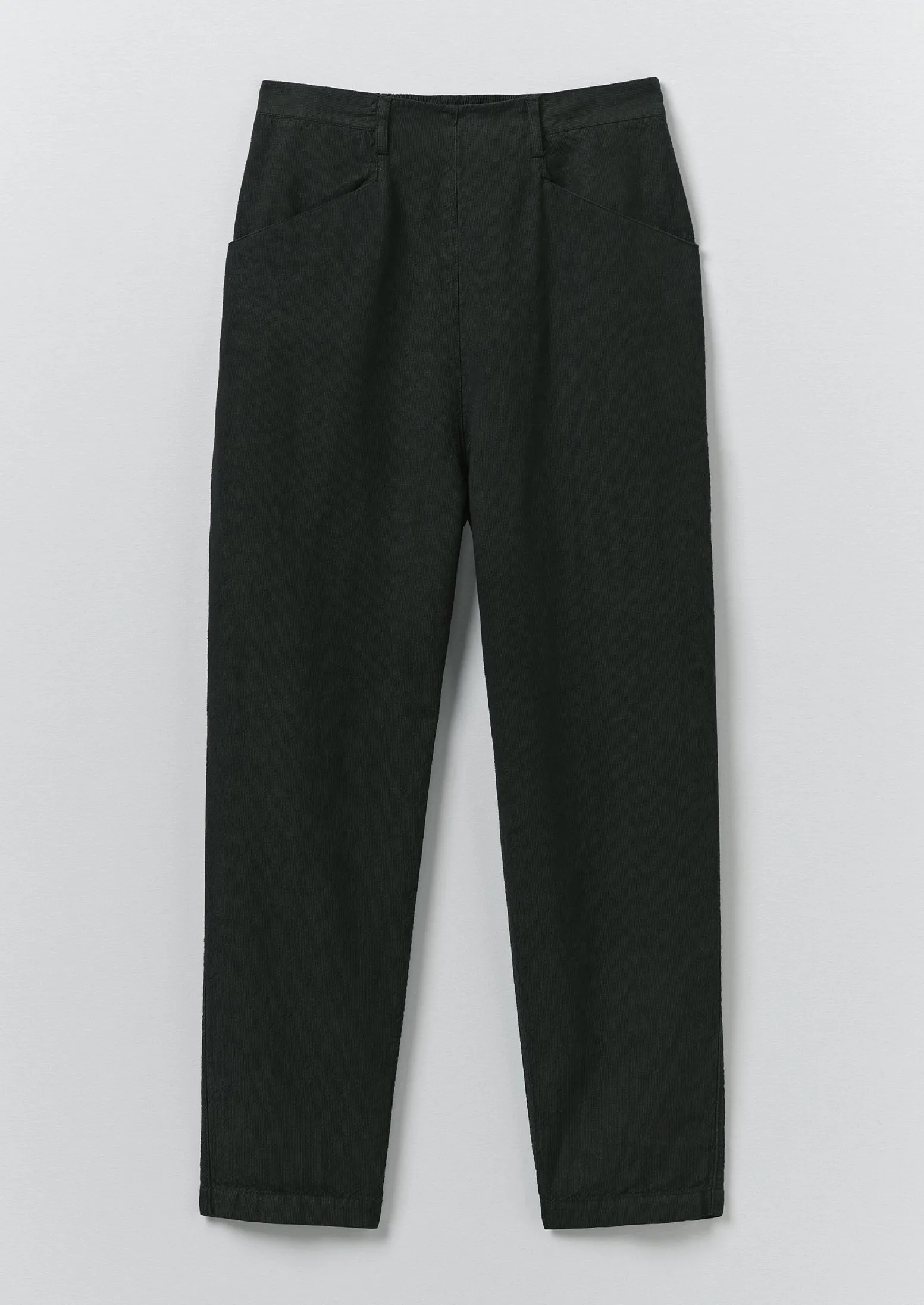 Alix Micro Houndstooth Cotton Linen Trousers | Oil Green sold by TOAST