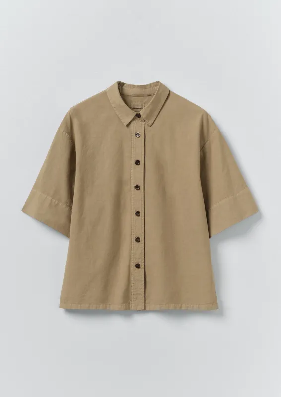 Cotton Linen Poplin Shirt | Ash Brown sold by TOAST