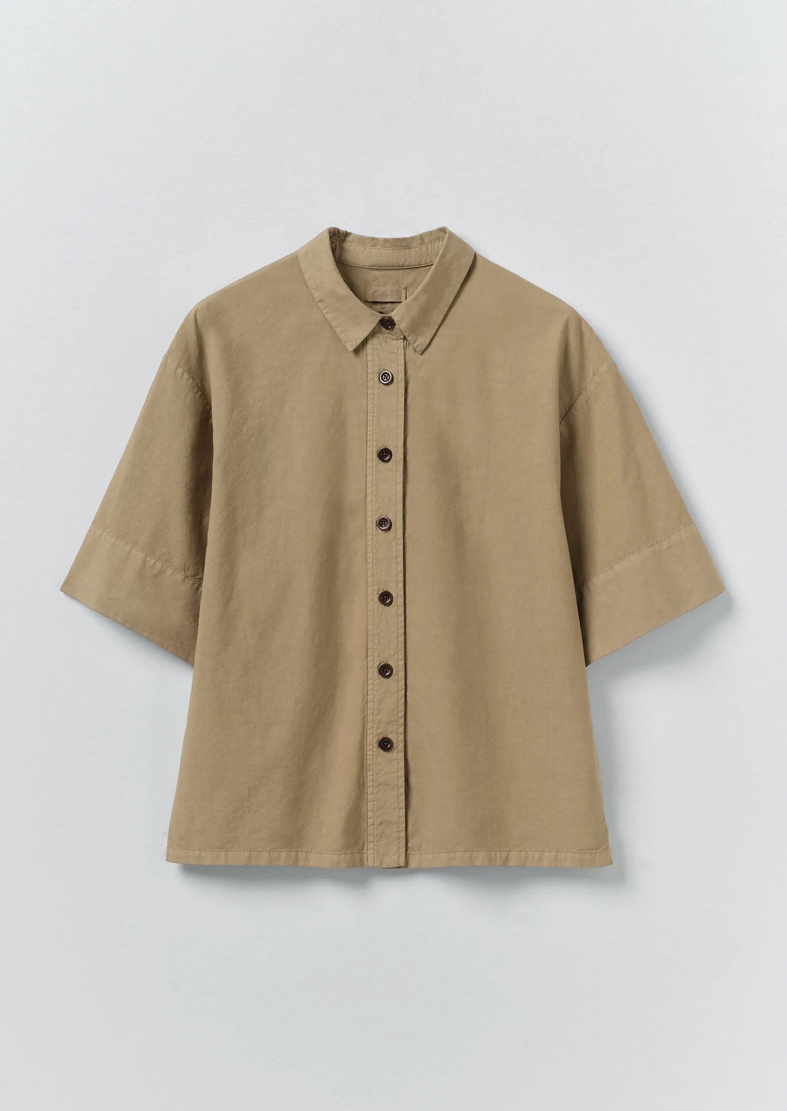 Cotton Linen Poplin Shirt | Ash Brown sold by TOAST