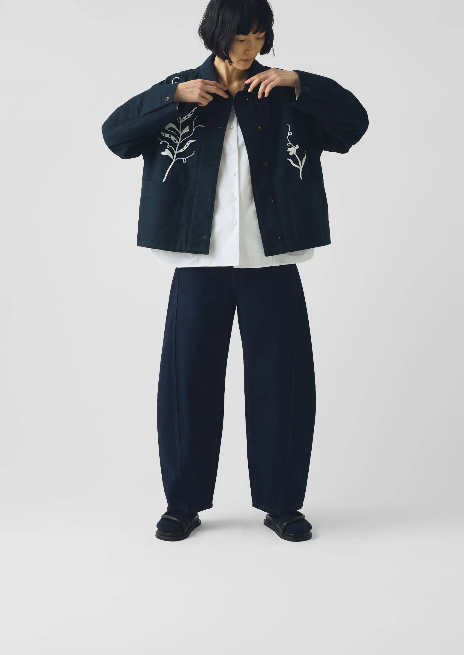 Applique Pea Shoot Jacket | Dark Denim sold by TOAST product image thumbnail 4