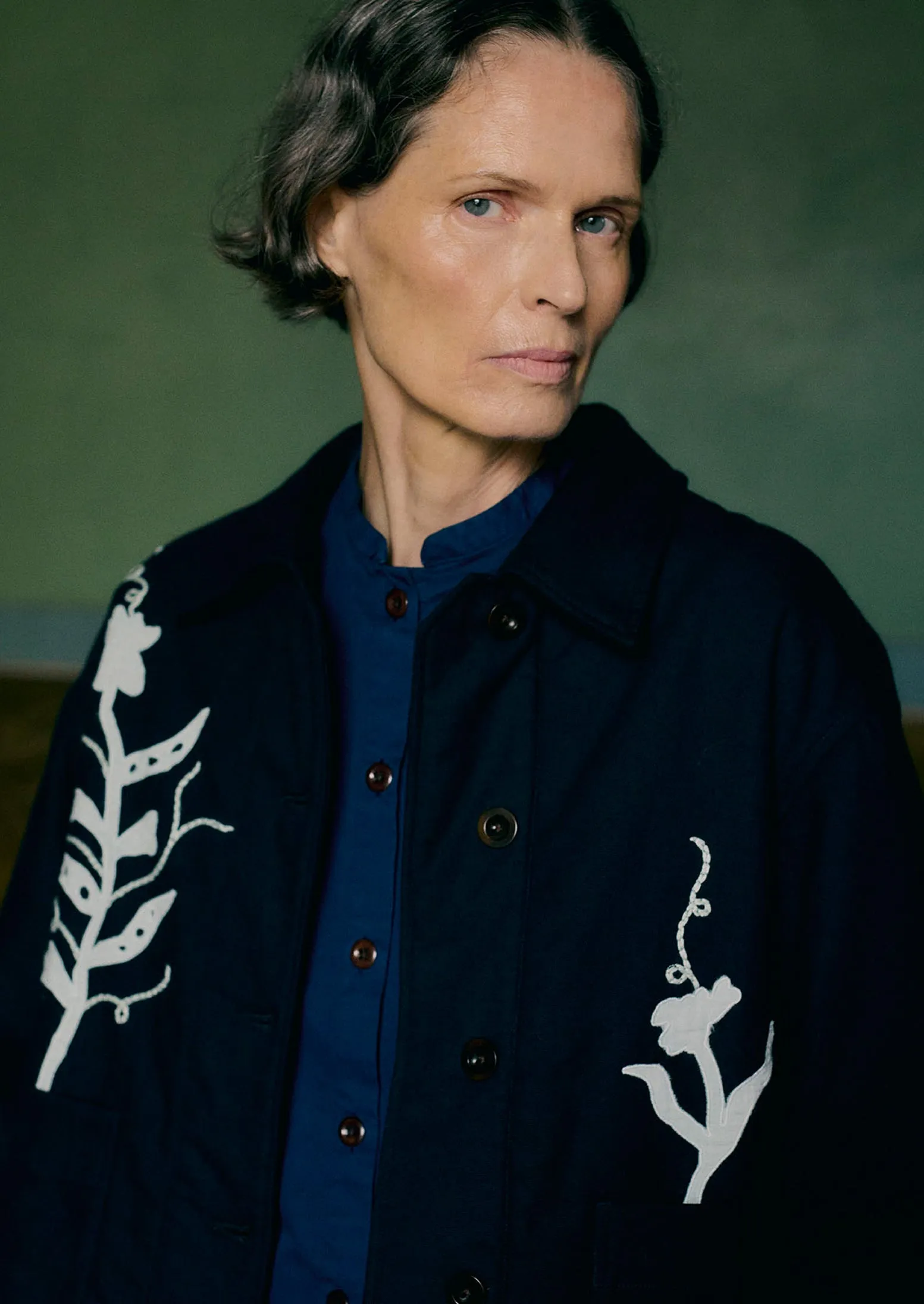 Applique Pea Shoot Jacket | Dark Denim sold by TOAST product image thumbnail 2