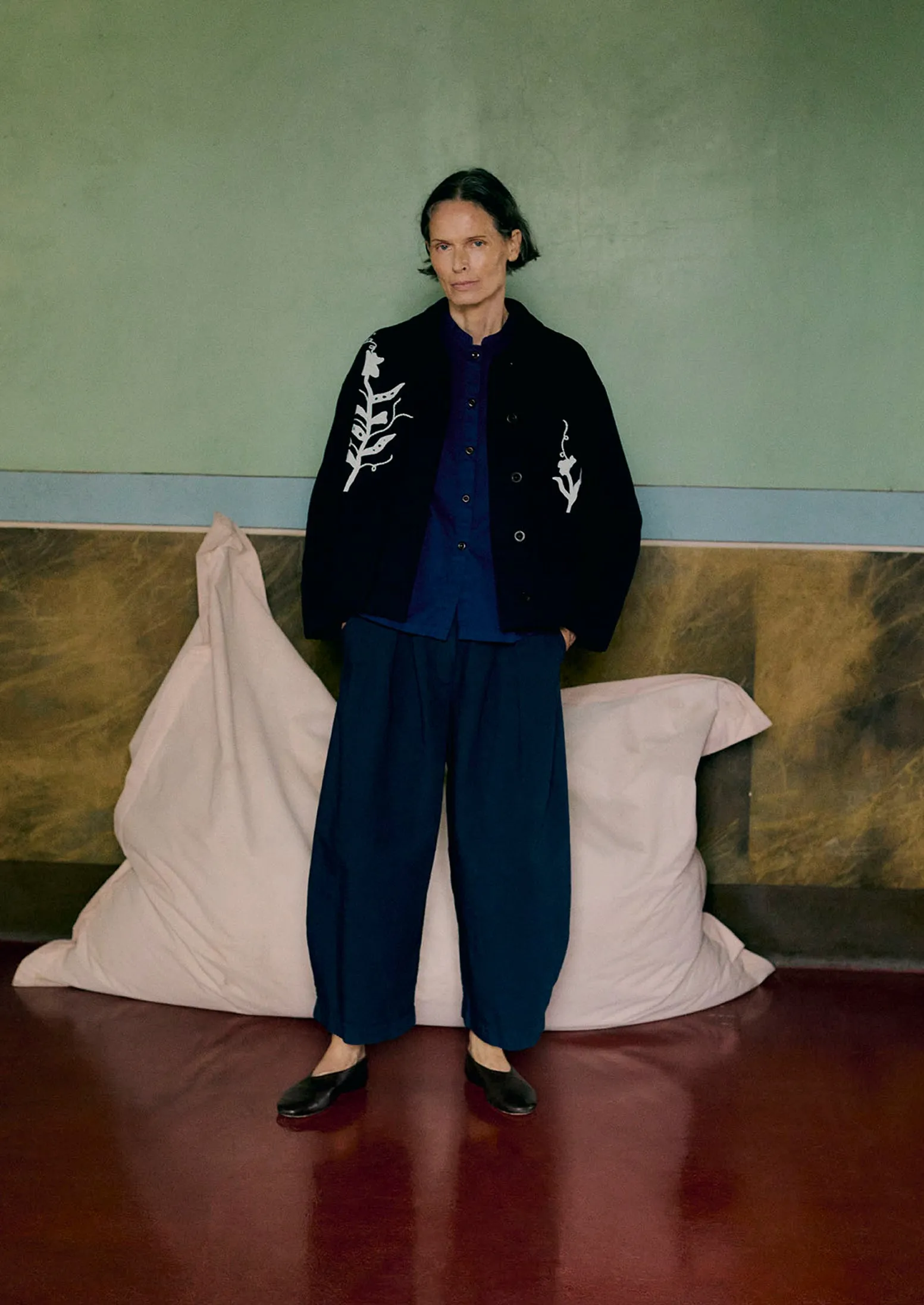 Applique Pea Shoot Jacket | Dark Denim sold by TOAST product image thumbnail 3