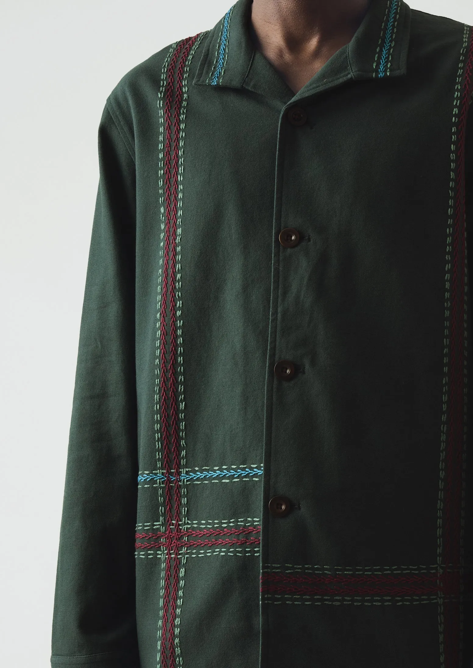 Hand Embroidered Stripe Cotton Jacket | Verdigris sold by TOAST product image thumbnail 3