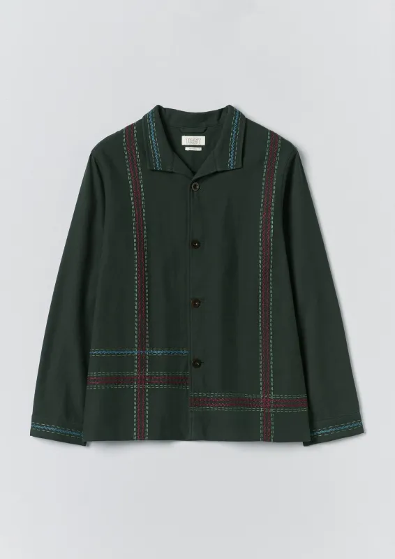 Hand Embroidered Stripe Cotton Jacket | Verdigris sold by TOAST