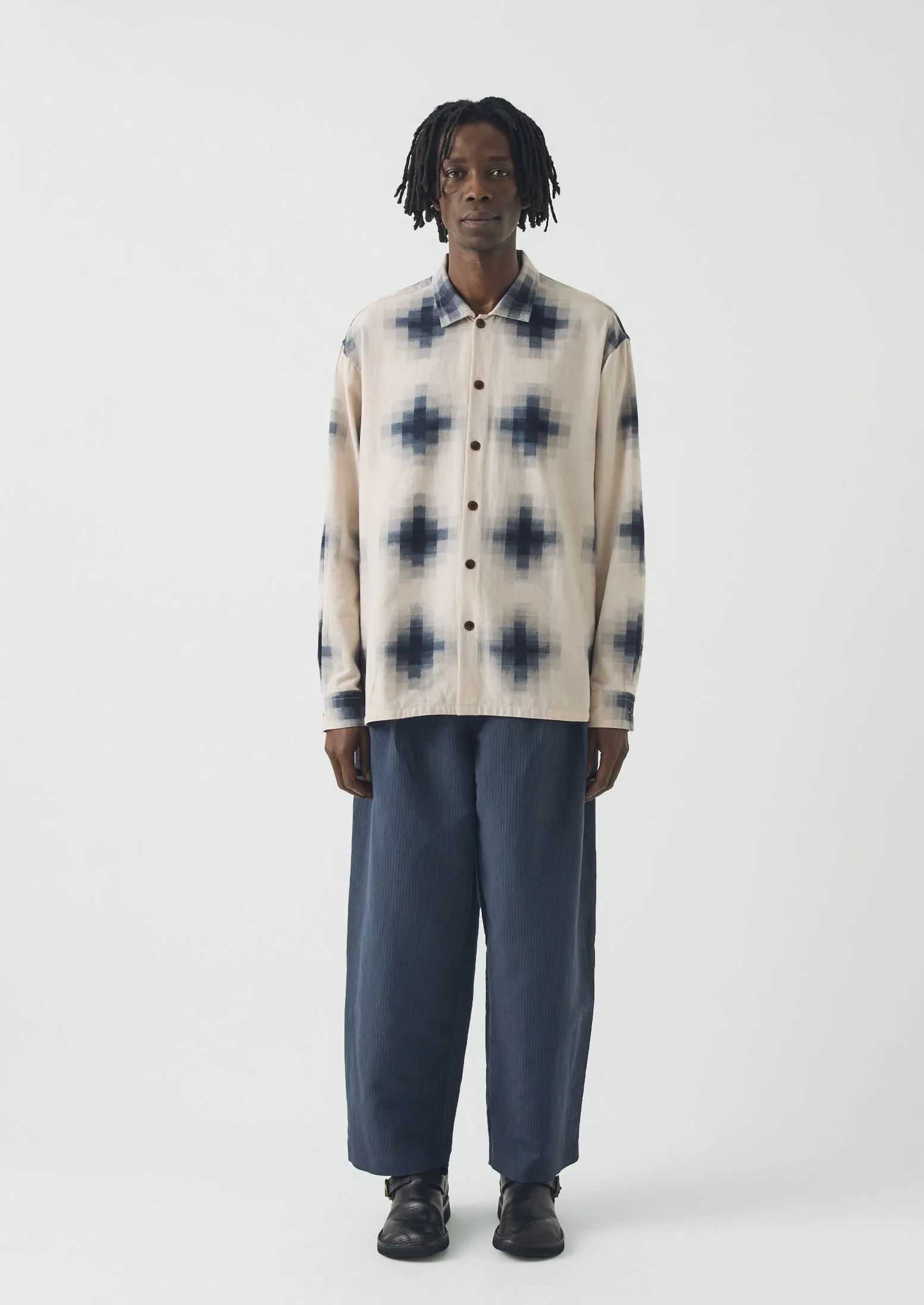 Mosaic Cotton Ikat Shirt | Slate/Putty sold by TOAST product image thumbnail 5