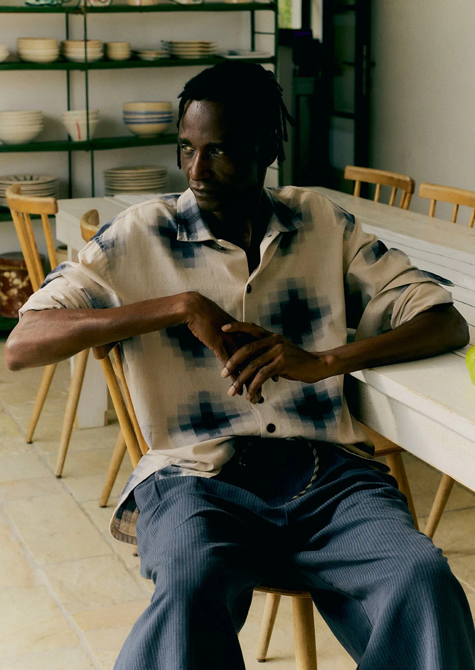 Mosaic Cotton Ikat Shirt | Slate/Putty sold by TOAST product image thumbnail 2