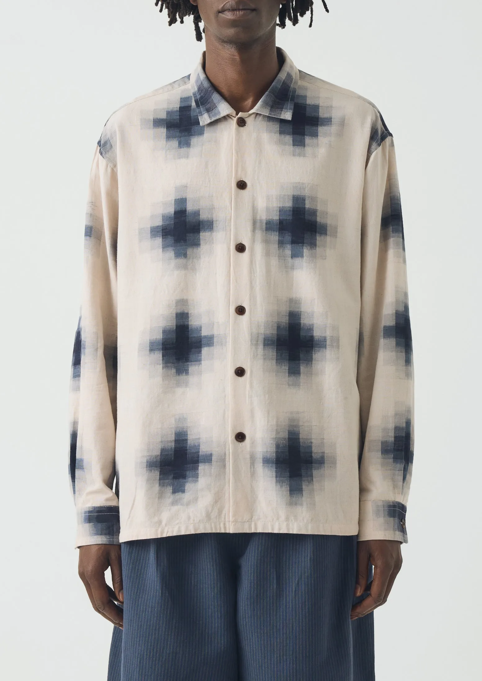 Mosaic Cotton Ikat Shirt | Slate/Putty sold by TOAST product image thumbnail 3