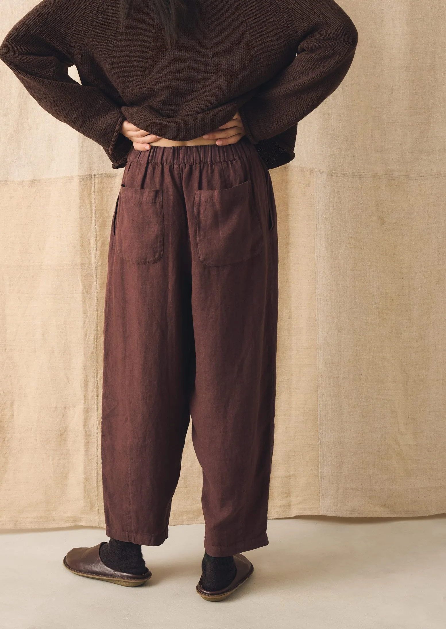 Minako Garment Dyed Linen Trousers | Fig sold by TOAST product image thumbnail 5