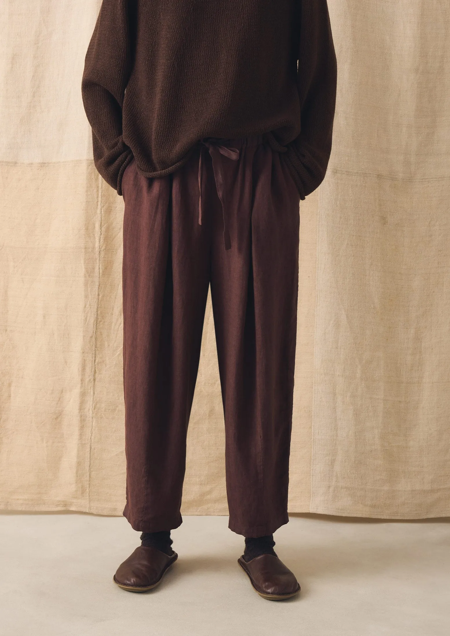Minako Garment Dyed Linen Trousers | Fig sold by TOAST product image thumbnail 3
