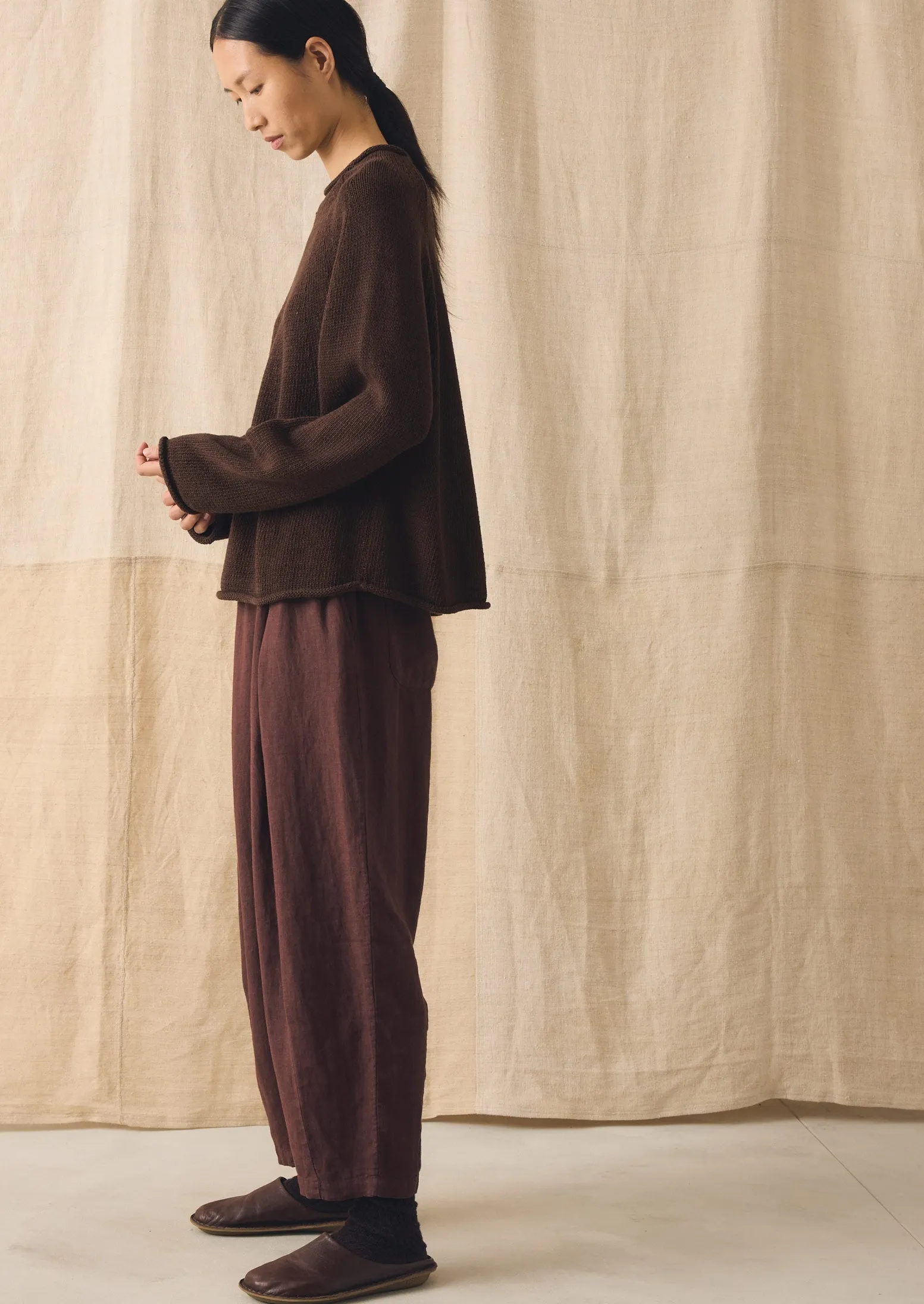 Minako Garment Dyed Linen Trousers | Fig sold by TOAST product image thumbnail 4