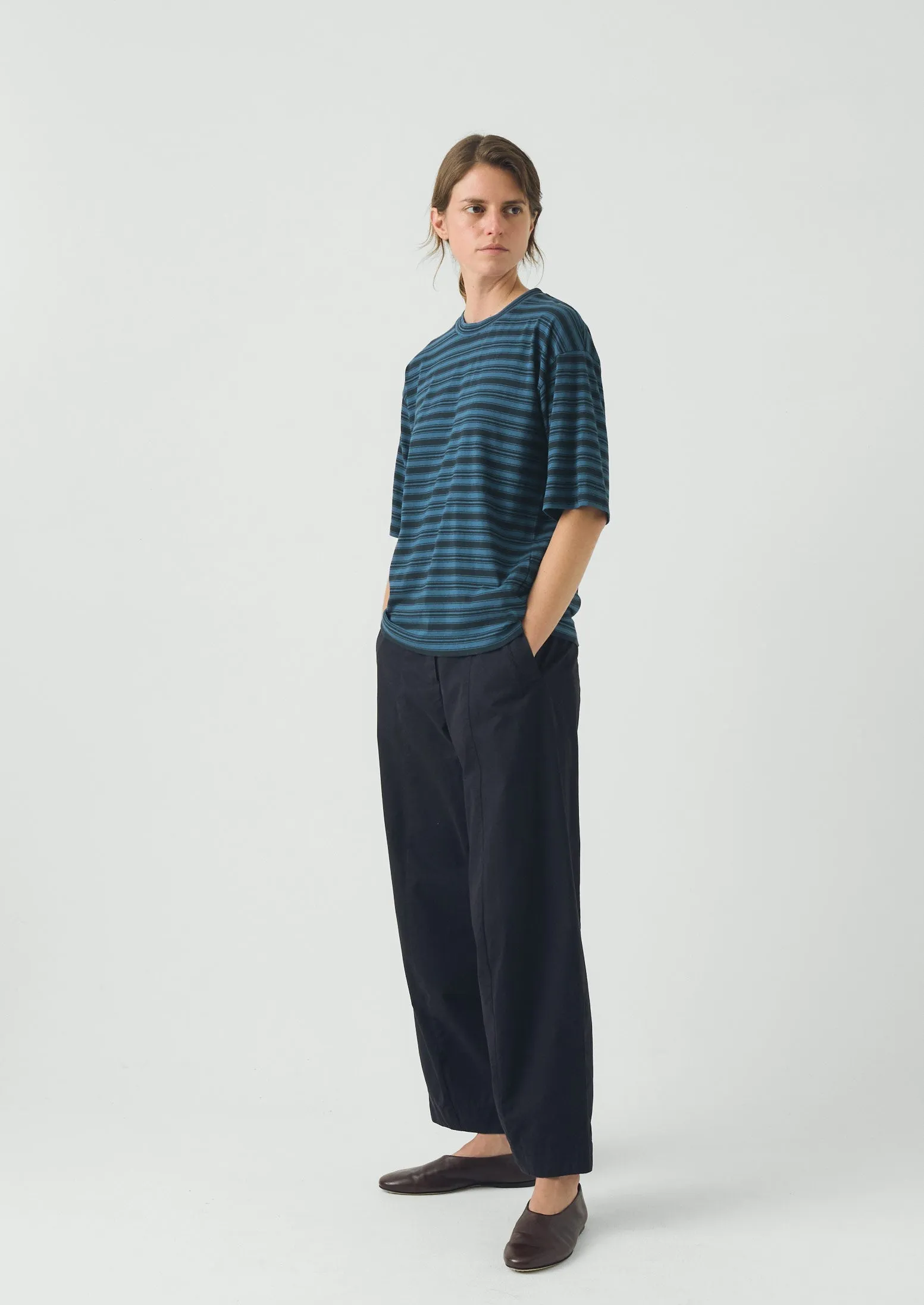 Stripe Cotton Short Sleeve Tee | Blue Graphite/Cobalt sold by TOAST product image thumbnail 3