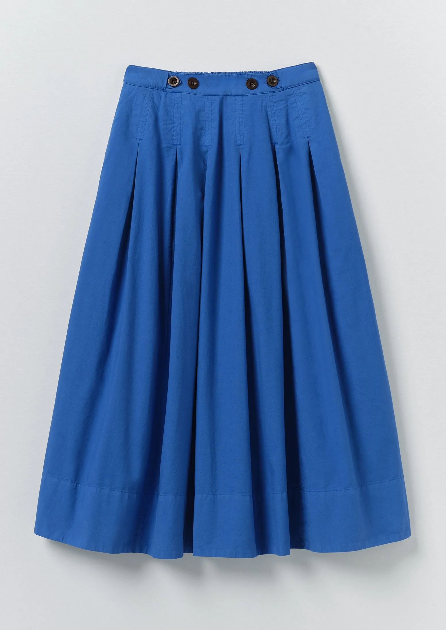 Pleated Cotton Linen Poplin Skirt | Enamel Blue sold by TOAST