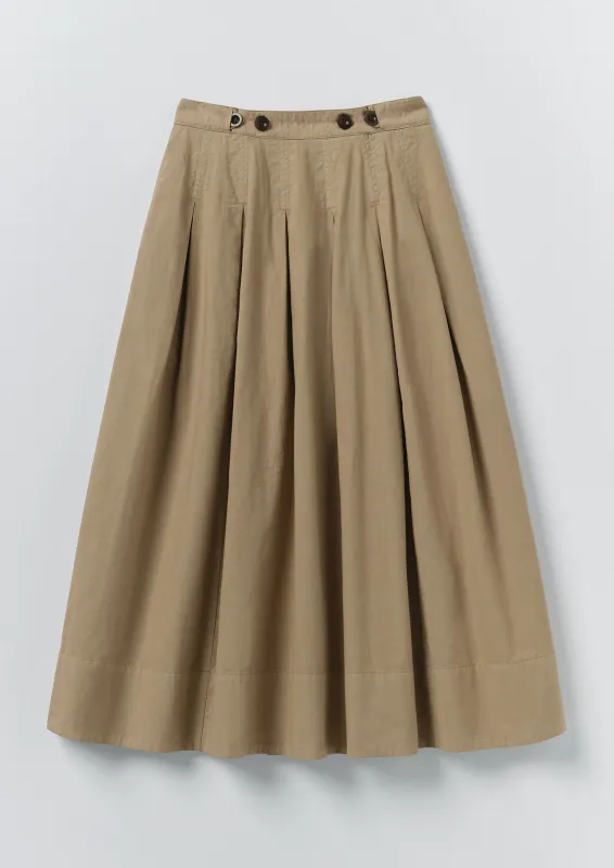 Pleated Cotton Linen Poplin Skirt | Ash Brown sold by TOAST