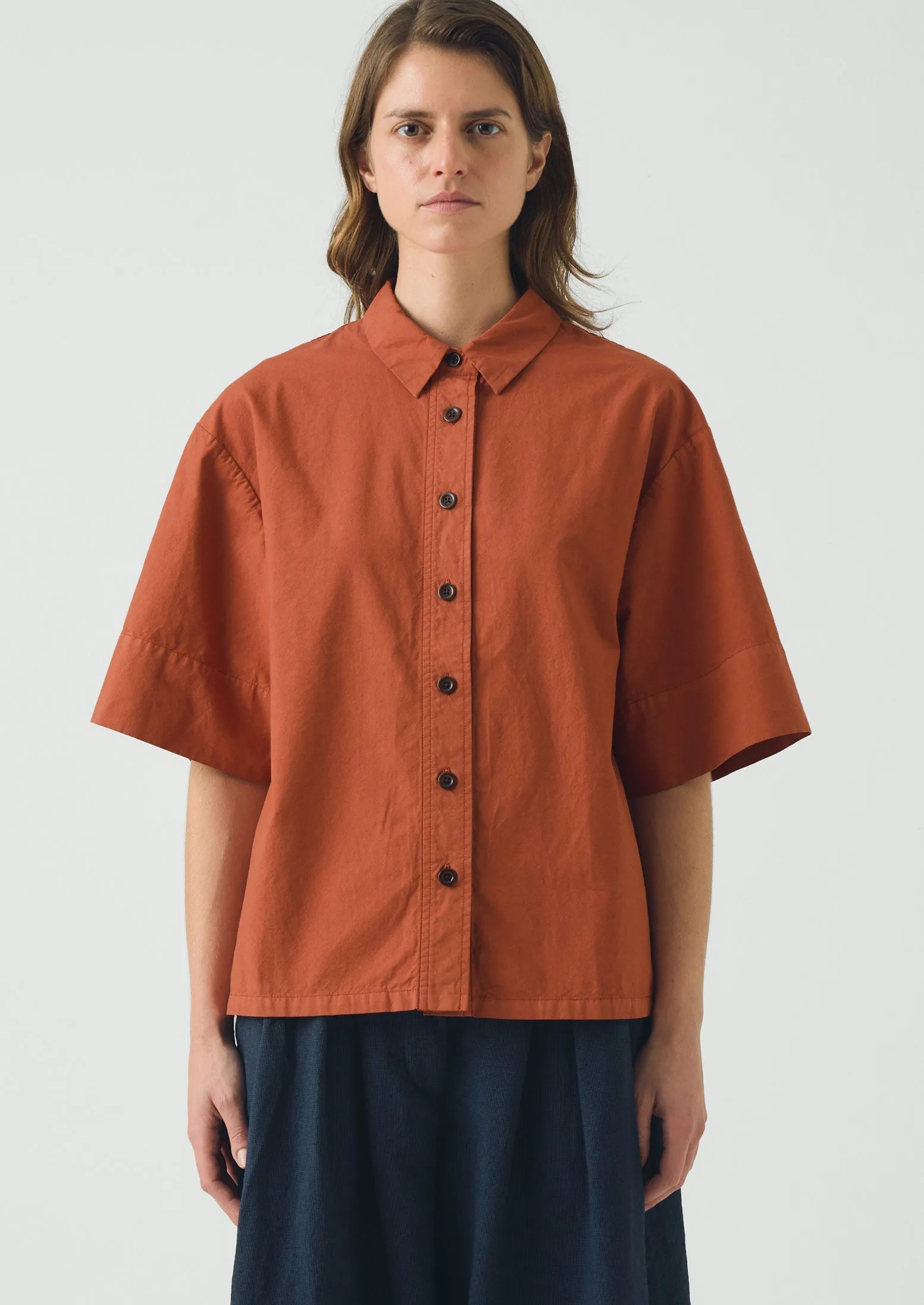 Cotton Linen Poplin Shirt | Terracotta Red sold by TOAST product image thumbnail 5
