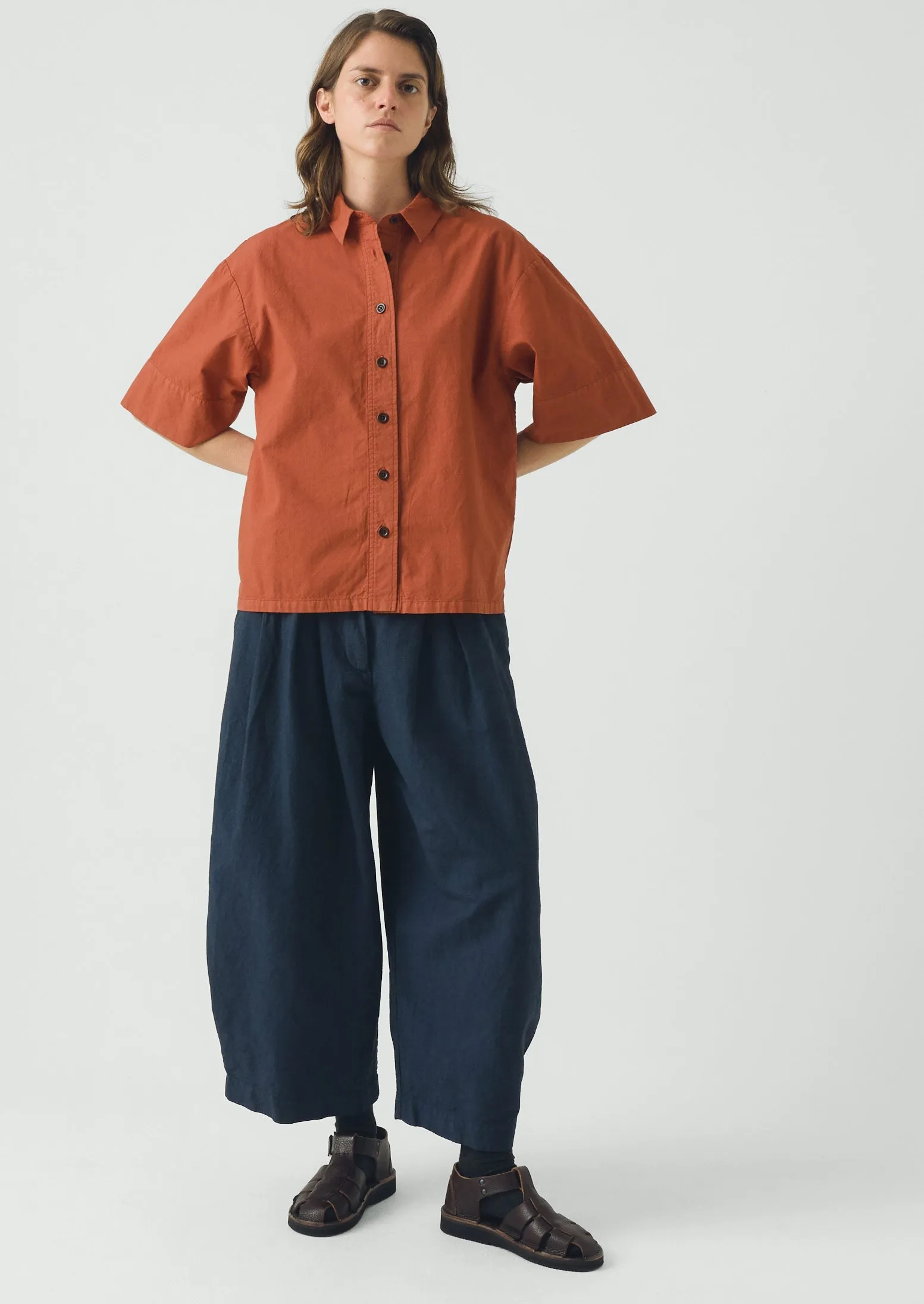 Cotton Linen Poplin Shirt | Terracotta Red sold by TOAST product image thumbnail 2