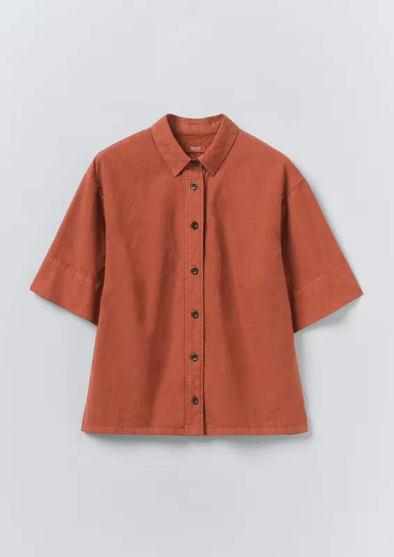 Cotton Linen Poplin Shirt | Terracotta Red sold by TOAST