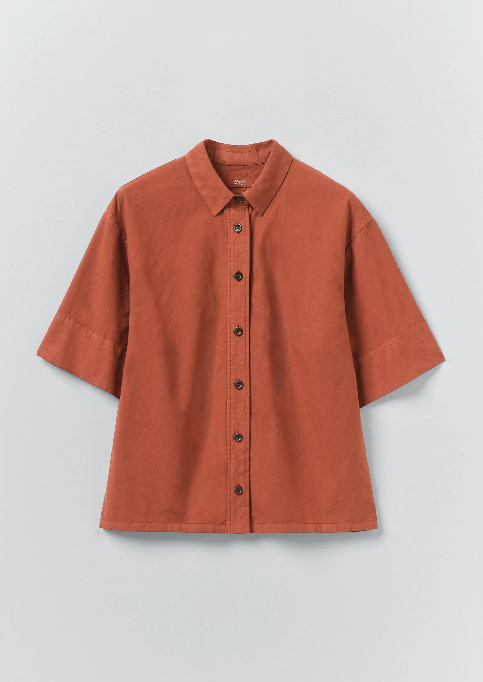 Cotton Linen Poplin Shirt | Terracotta Red sold by TOAST