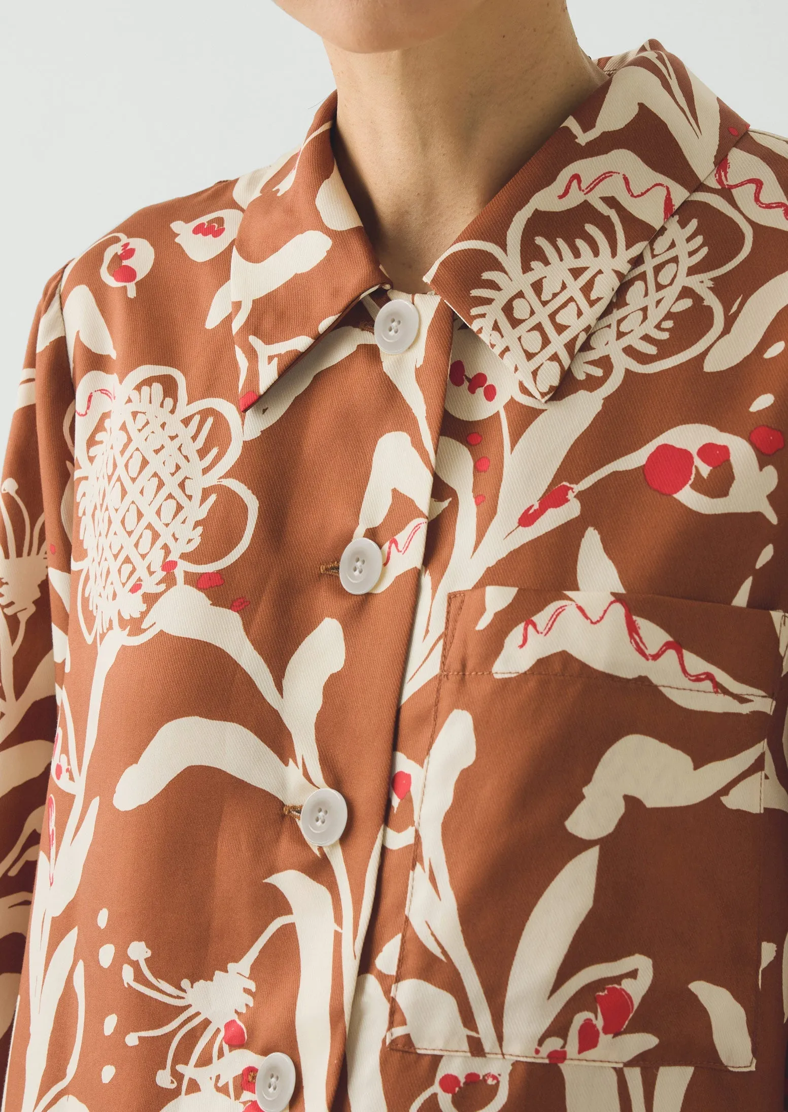 Crockery Print Boxy Shirt | Cinnamon sold by TOAST product image thumbnail 5