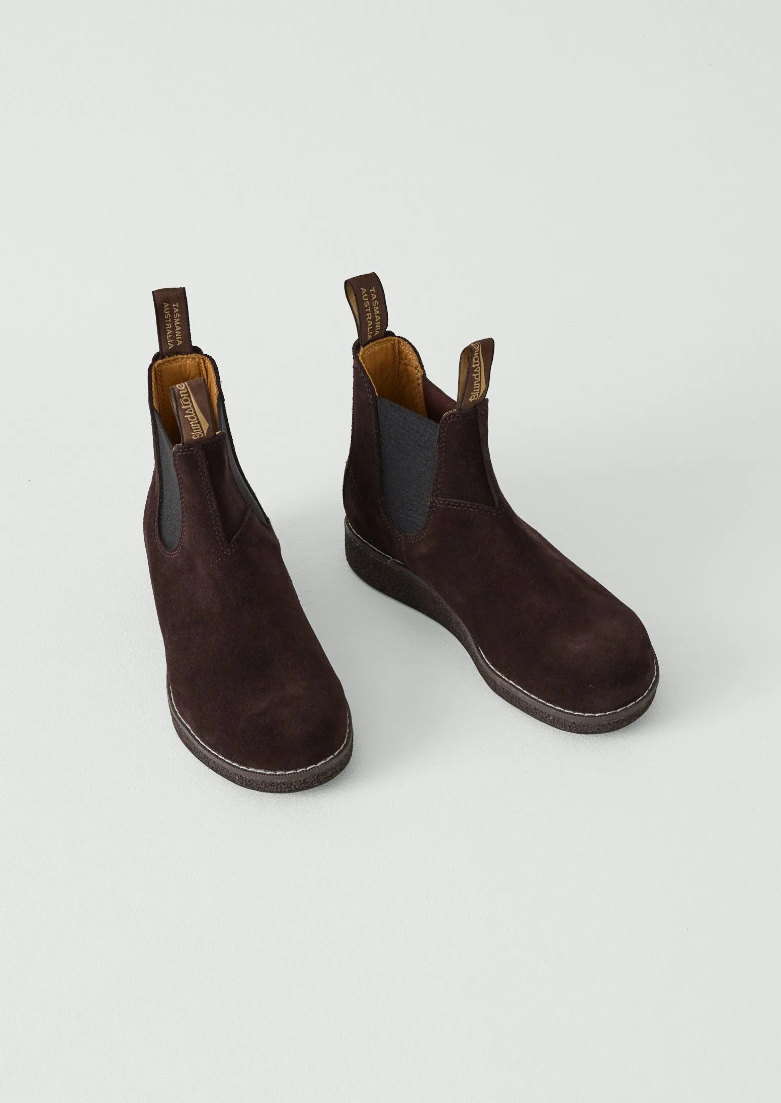 Blundstone Cork Suede Boots | Dark Brown sold by TOAST