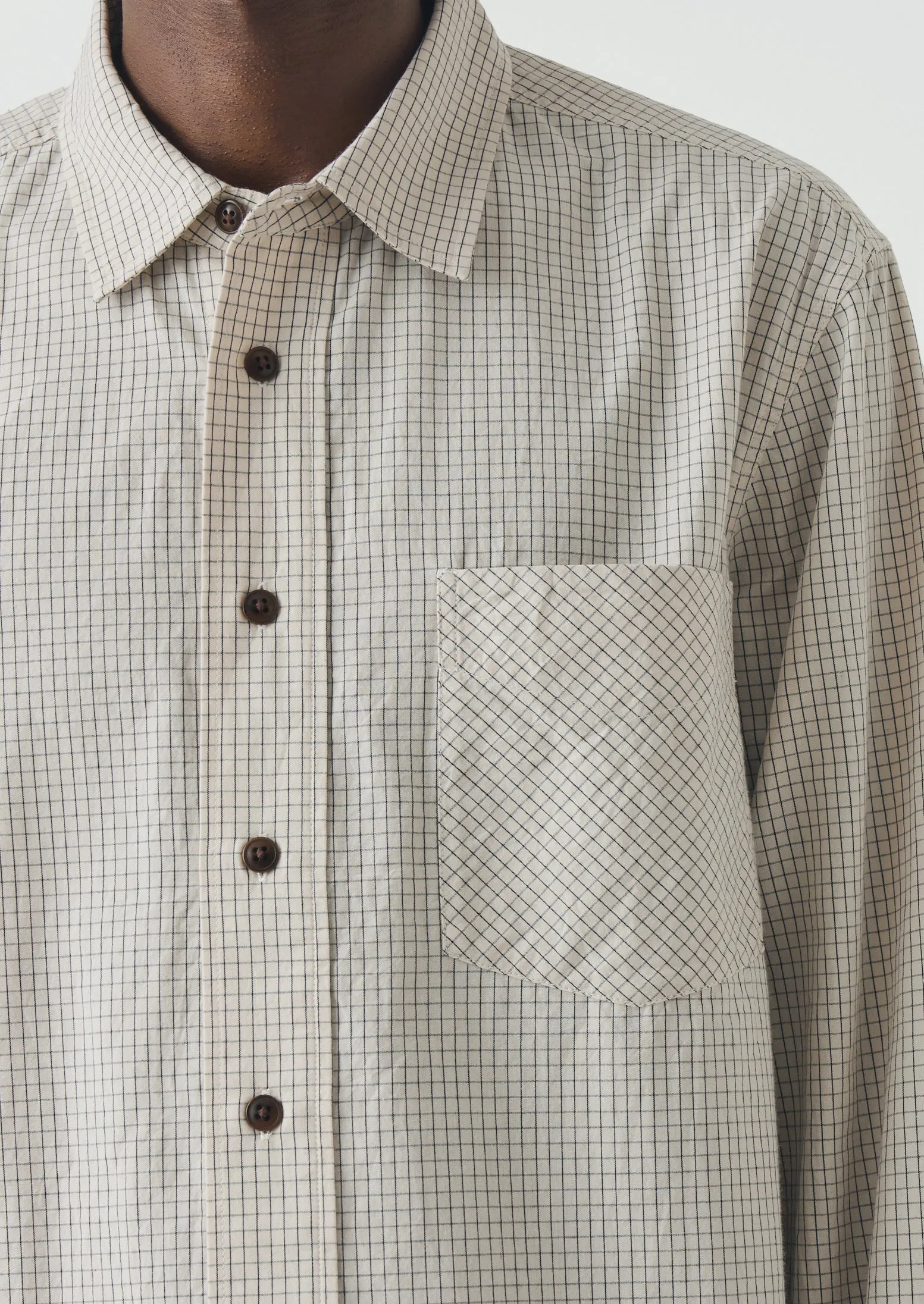 Counter Check Cotton Shirt | Ecru/Provence Blue sold by TOAST product image thumbnail 3