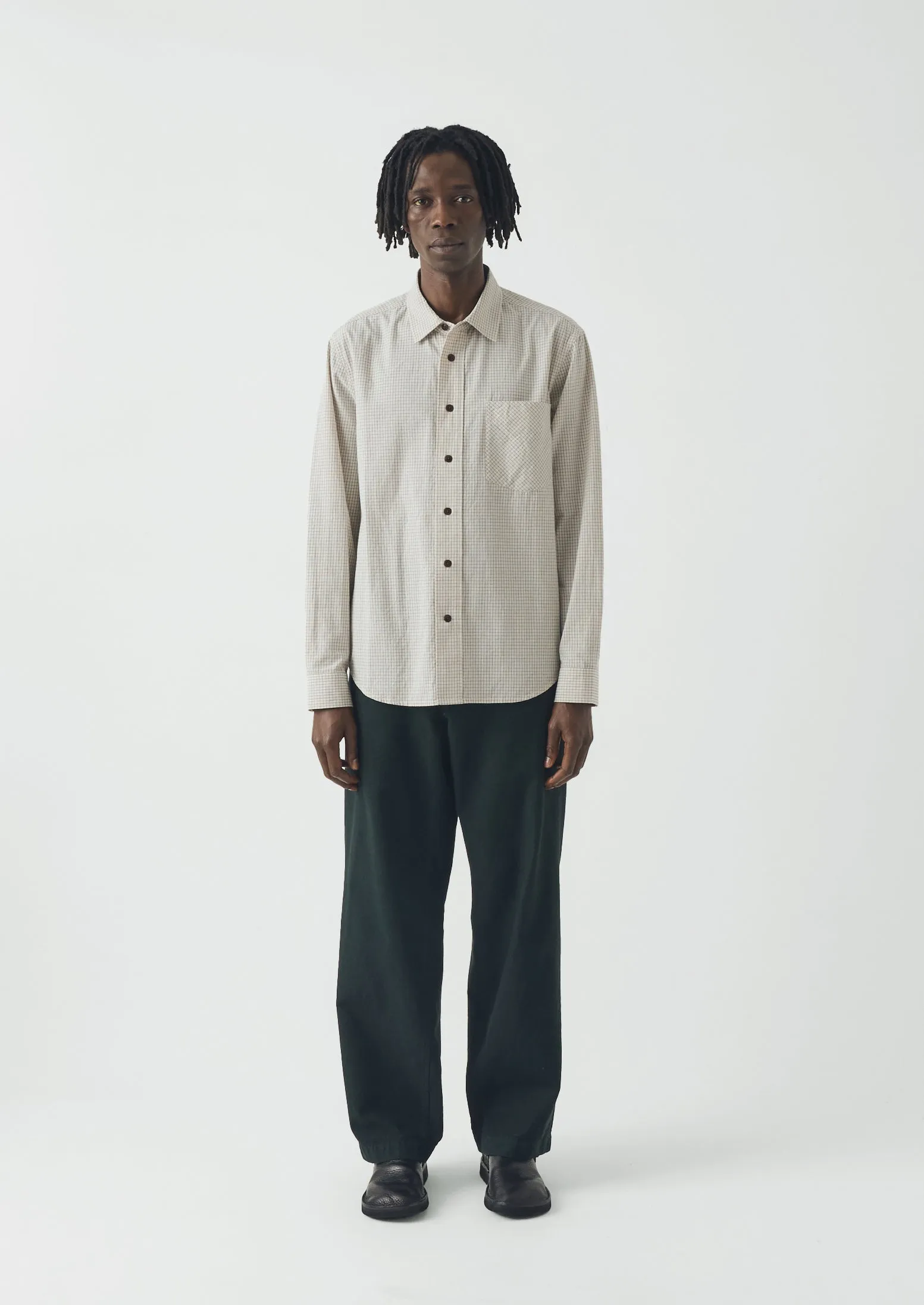 Counter Check Cotton Shirt | Ecru/Provence Blue sold by TOAST product image thumbnail 4