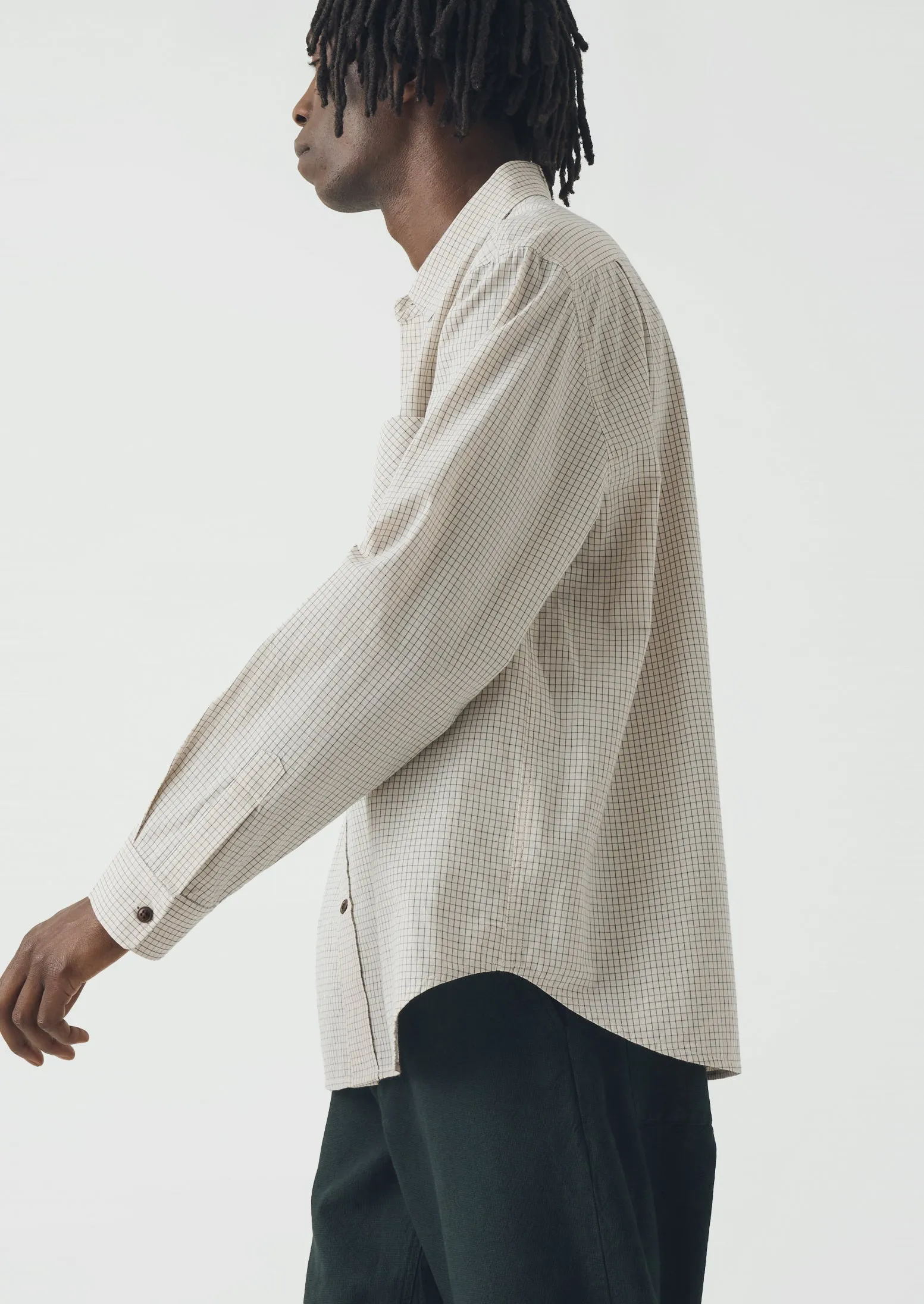 Counter Check Cotton Shirt | Ecru/Provence Blue sold by TOAST product image thumbnail 2