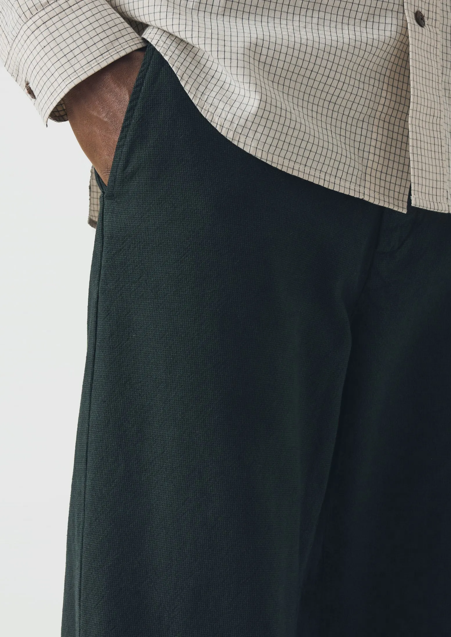 Rory Overdyed Micro Houndstooth Cotton Trousers | Oil Green sold by TOAST product image thumbnail 3