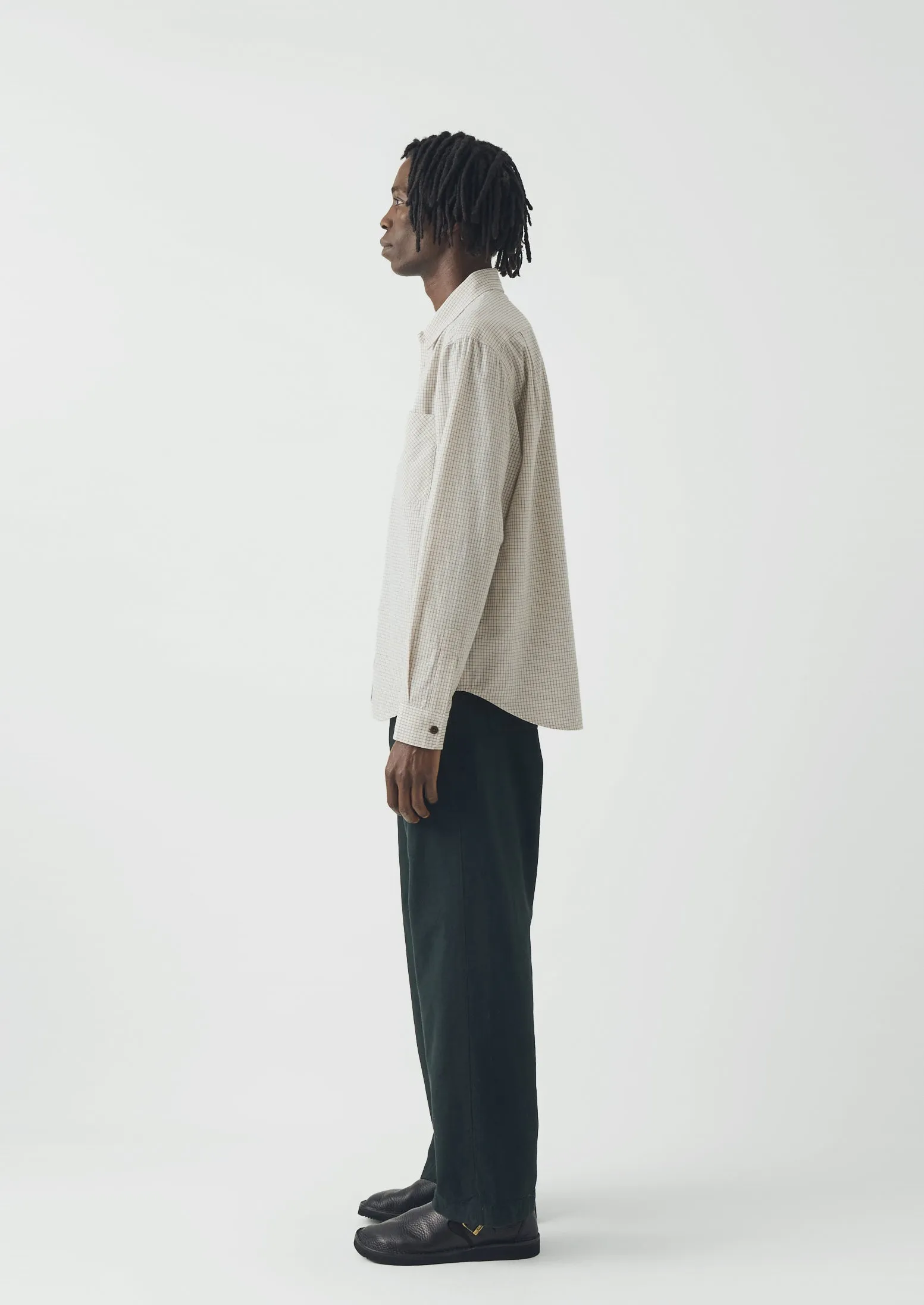 Rory Overdyed Micro Houndstooth Cotton Trousers | Oil Green sold by TOAST product image thumbnail 4