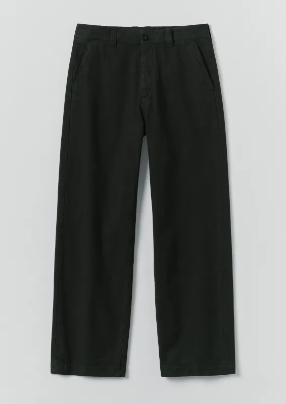 Rory Overdyed Micro Houndstooth Cotton Trousers | Oil Green sold by TOAST