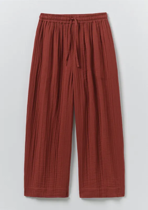 Crinkle Cotton Gauze Wide Leg Trousers | Tomato Red sold by TOAST