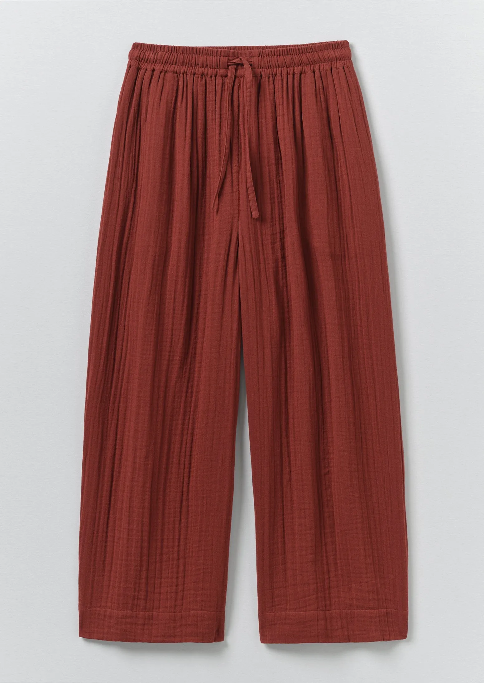 Crinkle Cotton Gauze Wide Leg Trousers | Tomato Red sold by TOAST