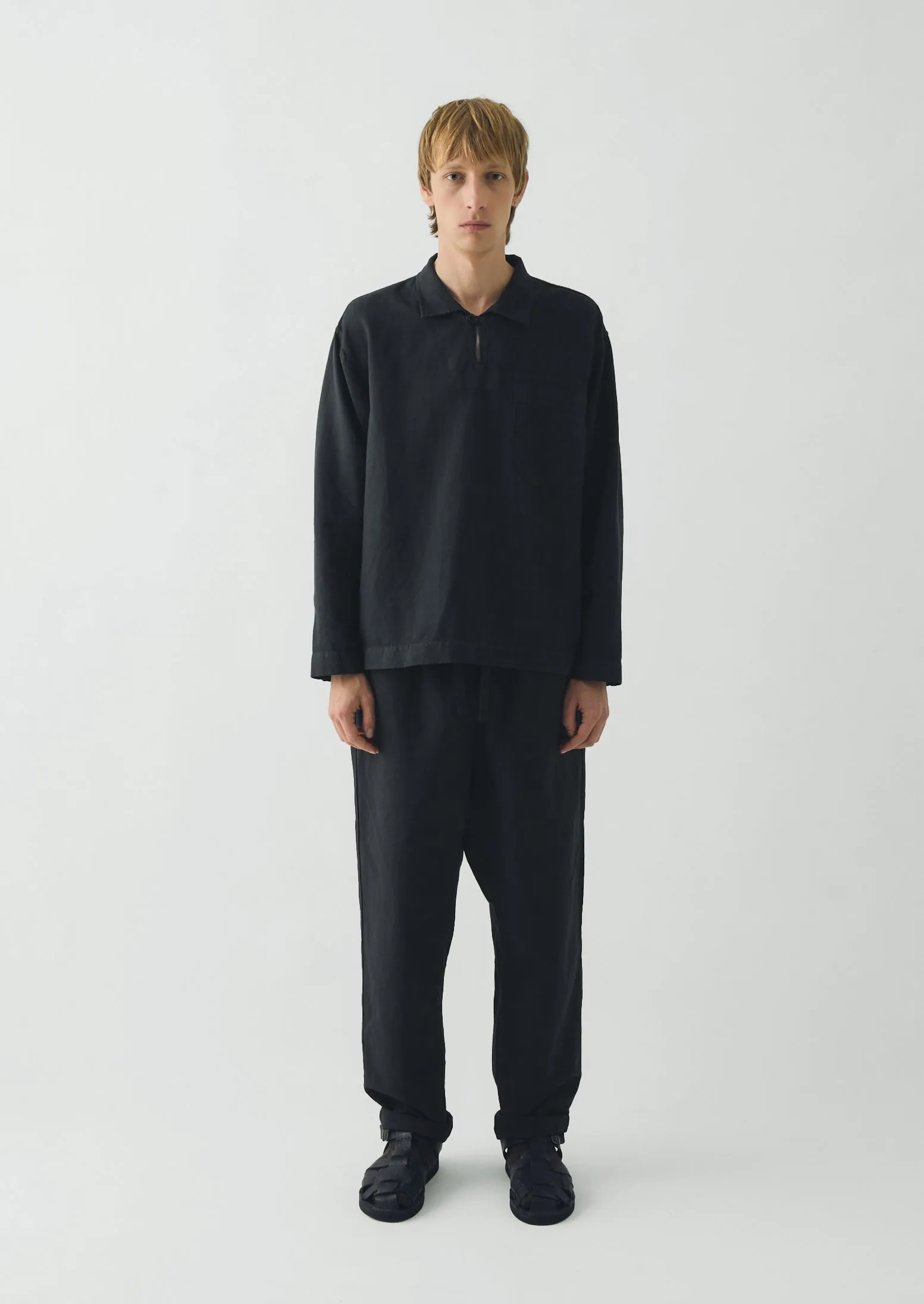 Cotton Linen Pull Over Shirt | Washed Black sold by TOAST product image thumbnail 5