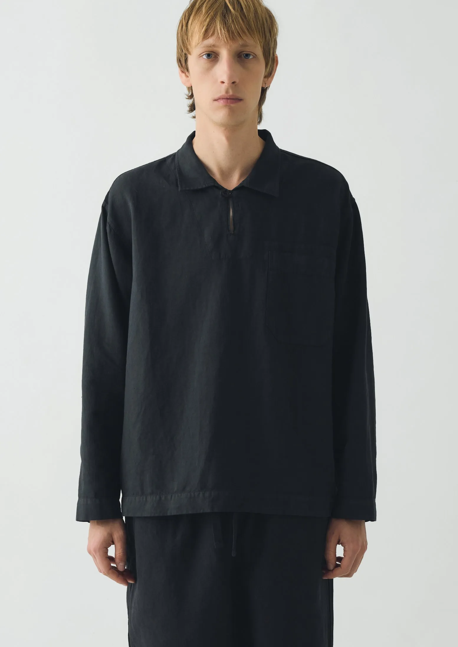 Cotton Linen Pull Over Shirt | Washed Black sold by TOAST product image thumbnail 2