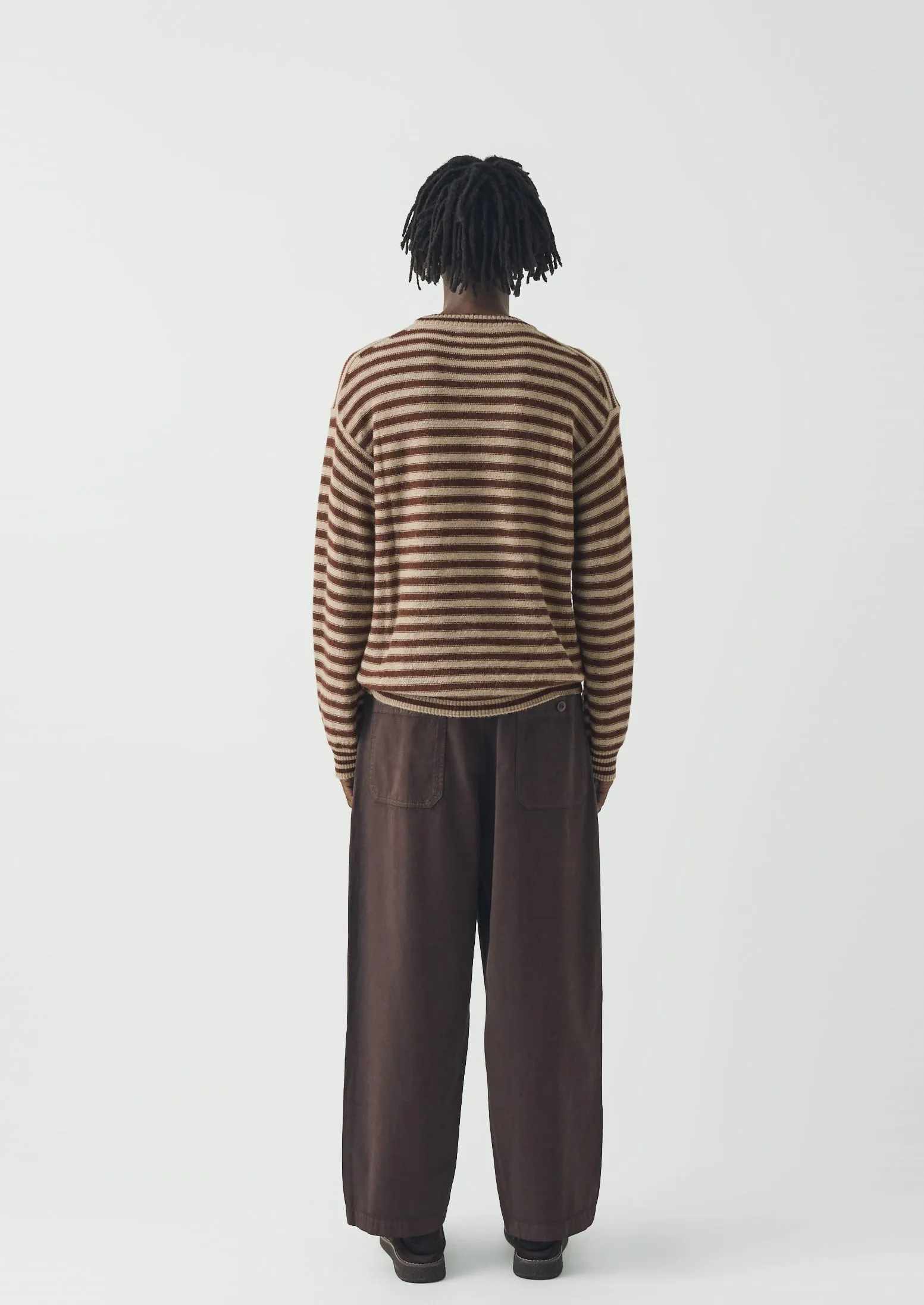 Stripe Alpaca Wool Sweater | Dark Terracotta/Oatmeal sold by TOAST product image thumbnail 5