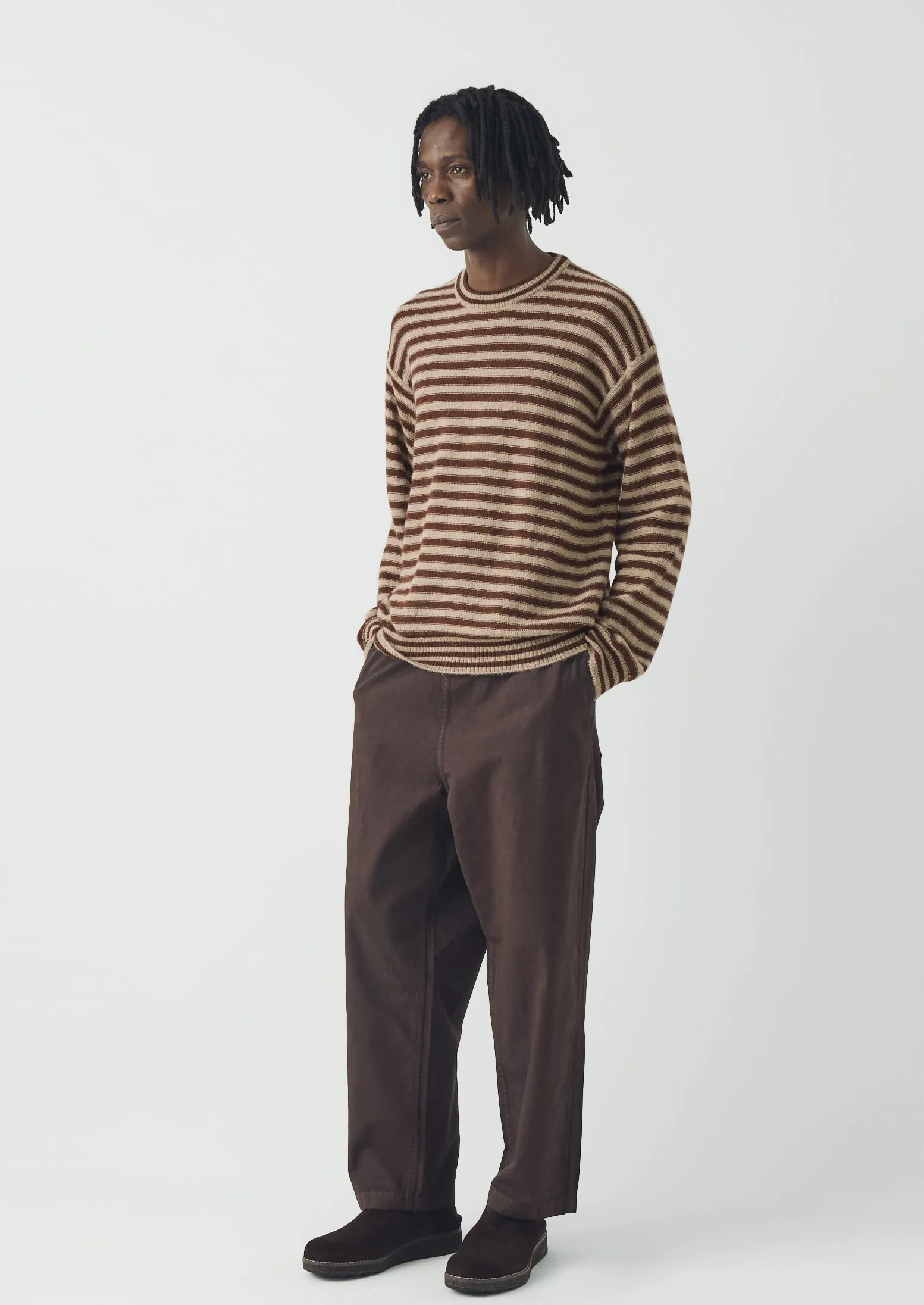 Stripe Alpaca Wool Sweater | Dark Terracotta/Oatmeal sold by TOAST product image thumbnail 4