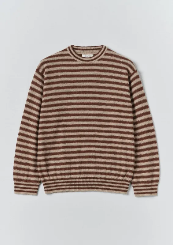 Stripe Alpaca Wool Sweater | Dark Terracotta/Oatmeal sold by TOAST