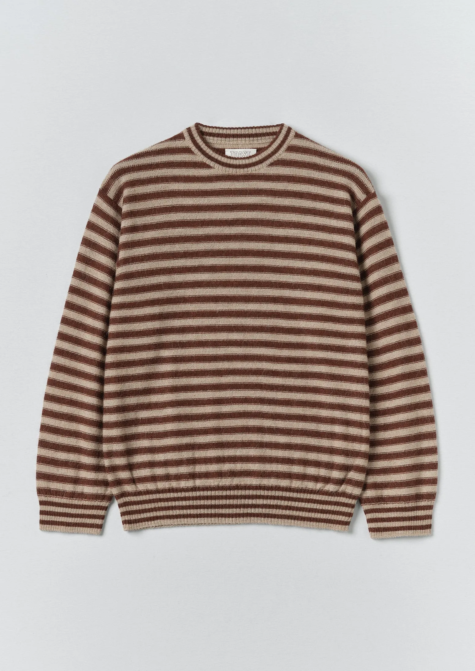 Stripe Alpaca Wool Sweater | Dark Terracotta/Oatmeal sold by TOAST