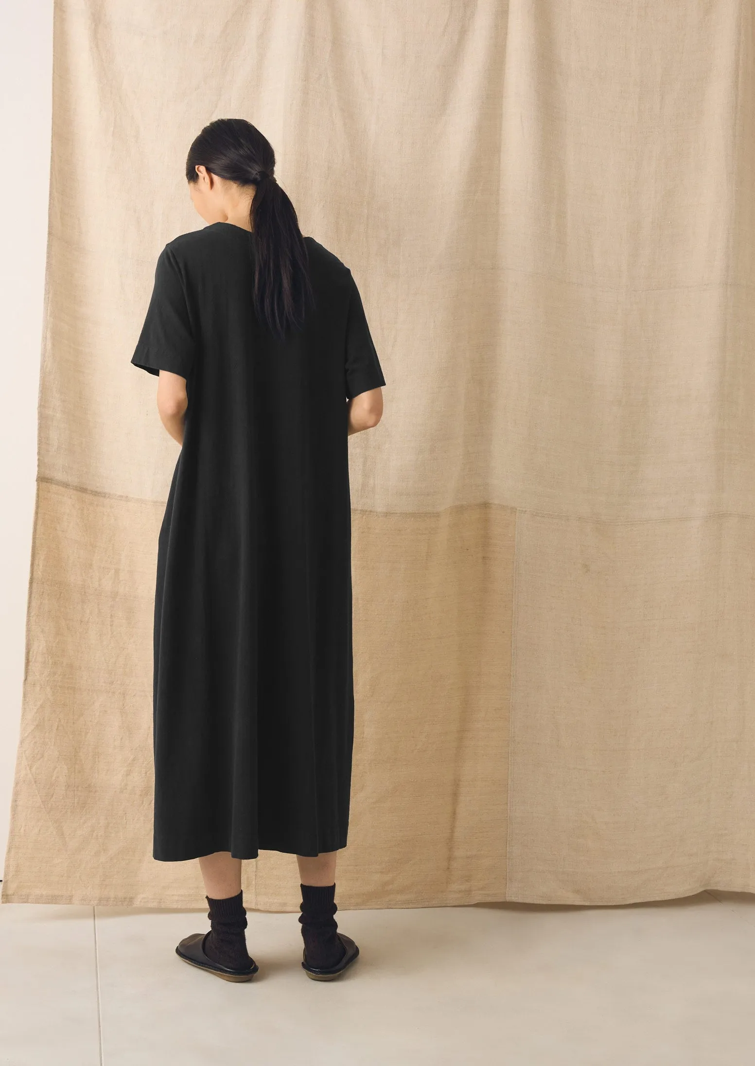 Cotton Jersey V Neck Dress | Washed Black sold by TOAST product image thumbnail 4